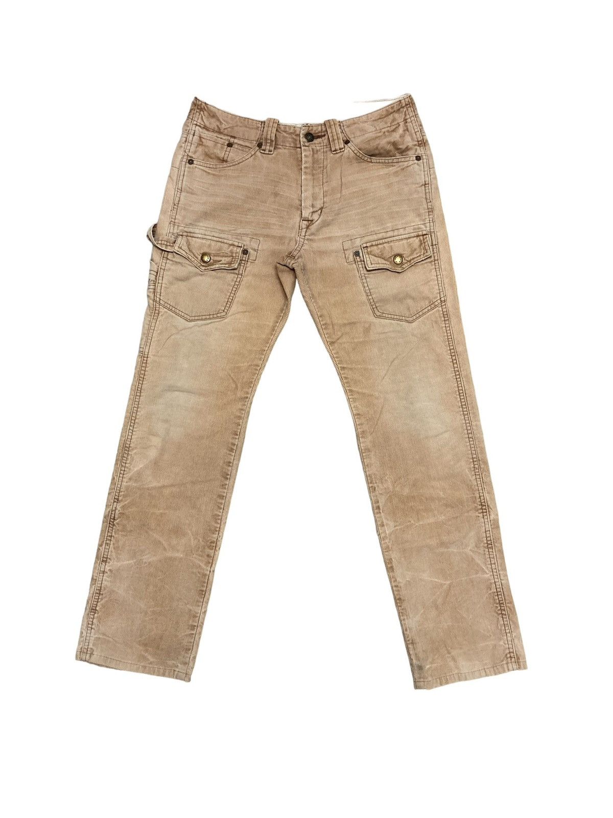 Distressed Bartack Corduroy Bush Pants