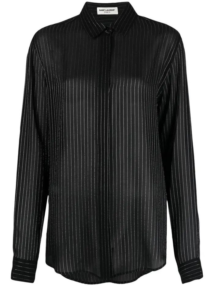 Saint Laurent Paris o1bcso1str1124 Chemise Blouse Lavalliere in Noir Size US M / EU 48-50 / 2 - 1 Preview