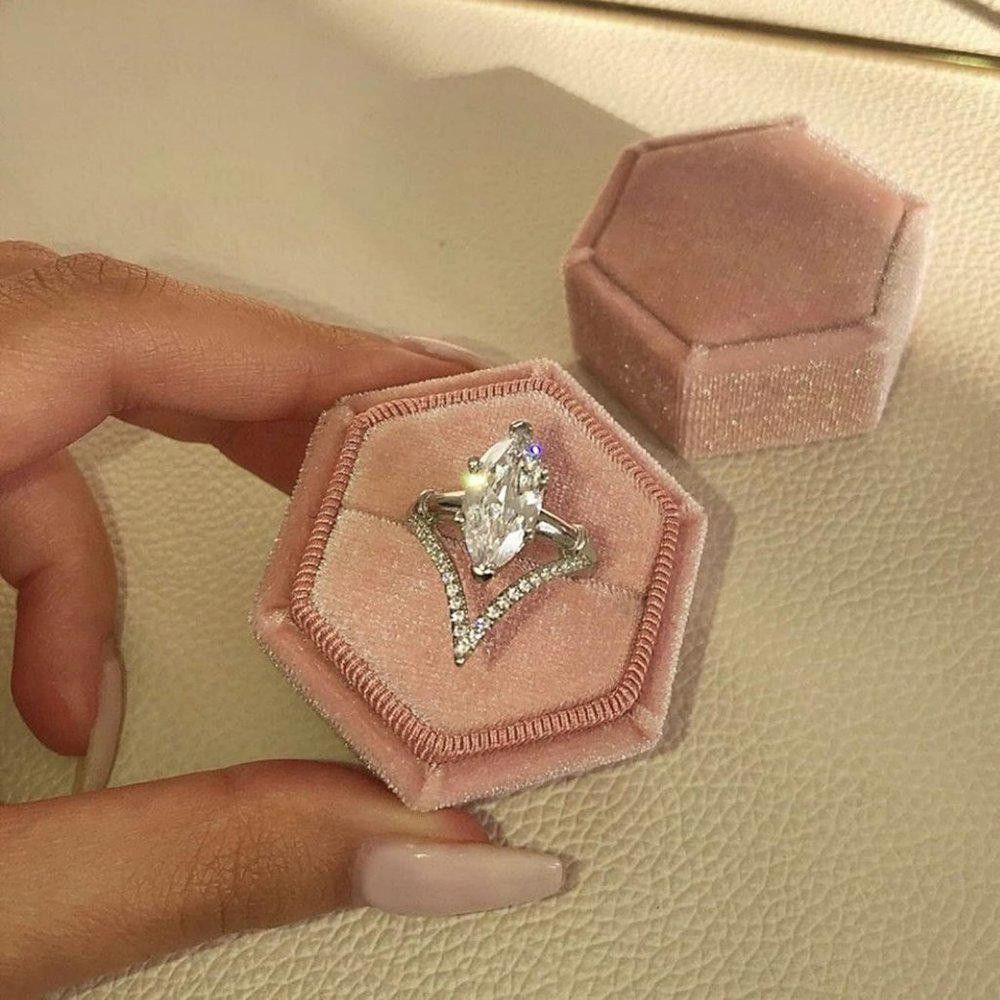 Designer 925 Sterling Silver Marquise Cut Engagement Ring - Size 7 Size ONE SIZE - 8 Thumbnail
