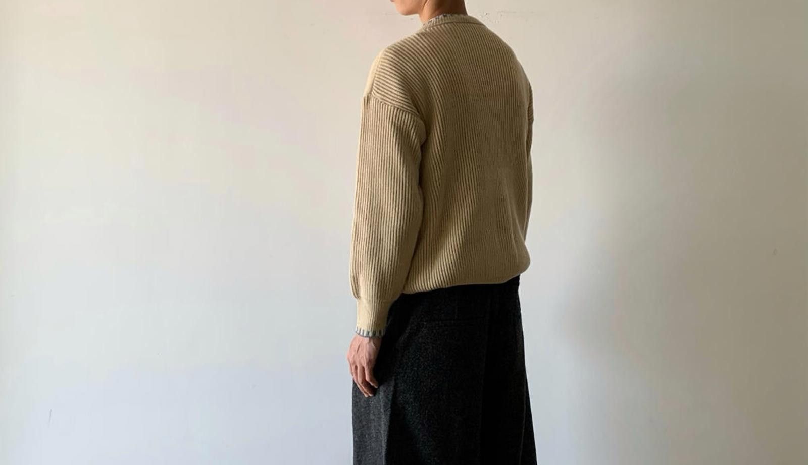 Vintage Ribbed Knit Sweater with Wide-Leg Pants Size US L / EU 52-54 / 3 - 4 Thumbnail