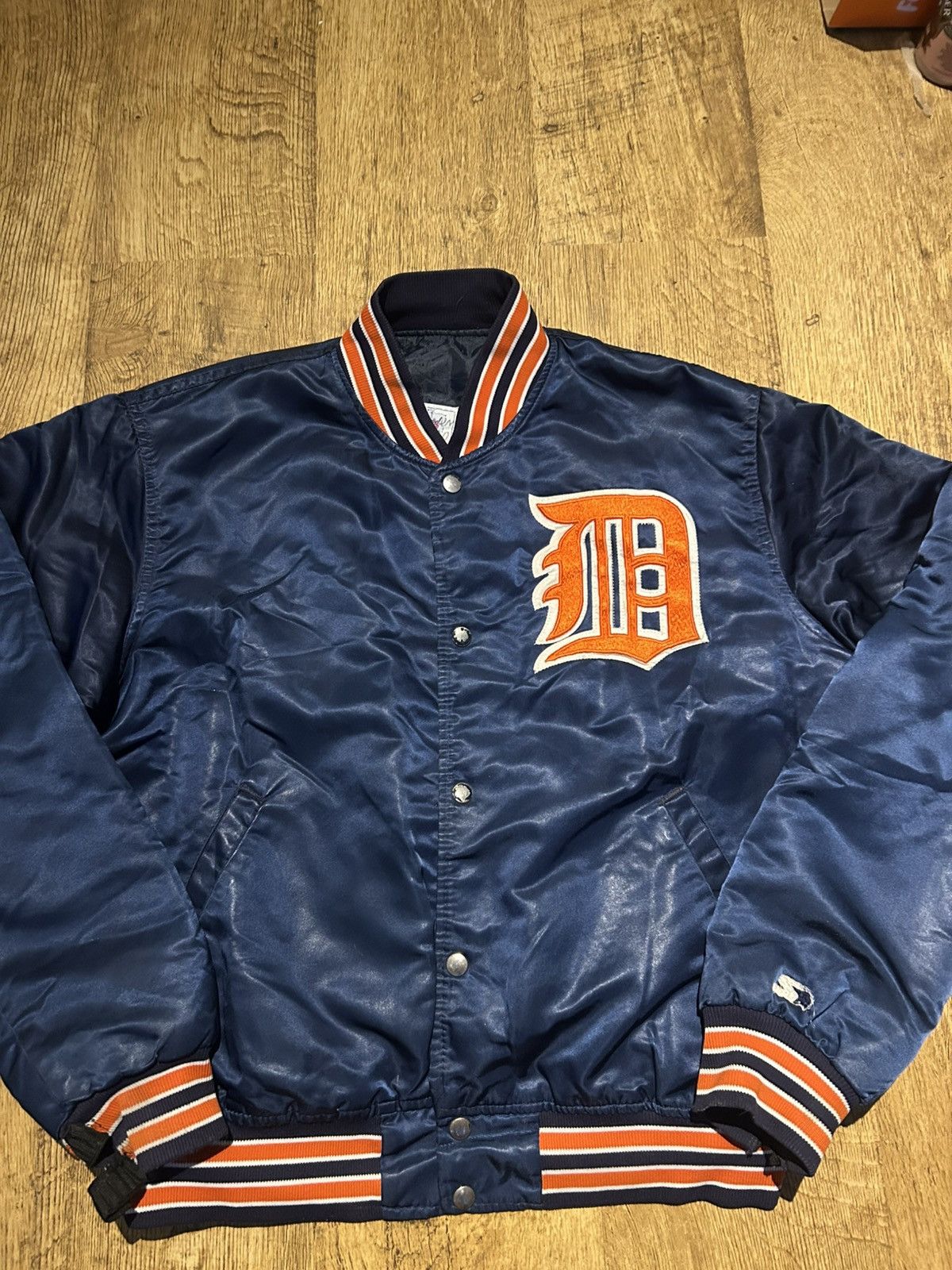 Starter Vintage Detroit Tigers Satin Bomber Jacket 90s MLB Diamond Size US L / EU 52-54 / 3 - 3 Thumbnail