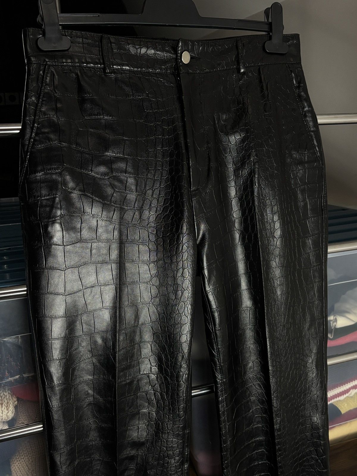 Han Kjobenhavn Han Kjobenhvn Black Croc Vegan Leather Avant Garde Pants Size US 30 / EU 46 - 3 Thumbnail