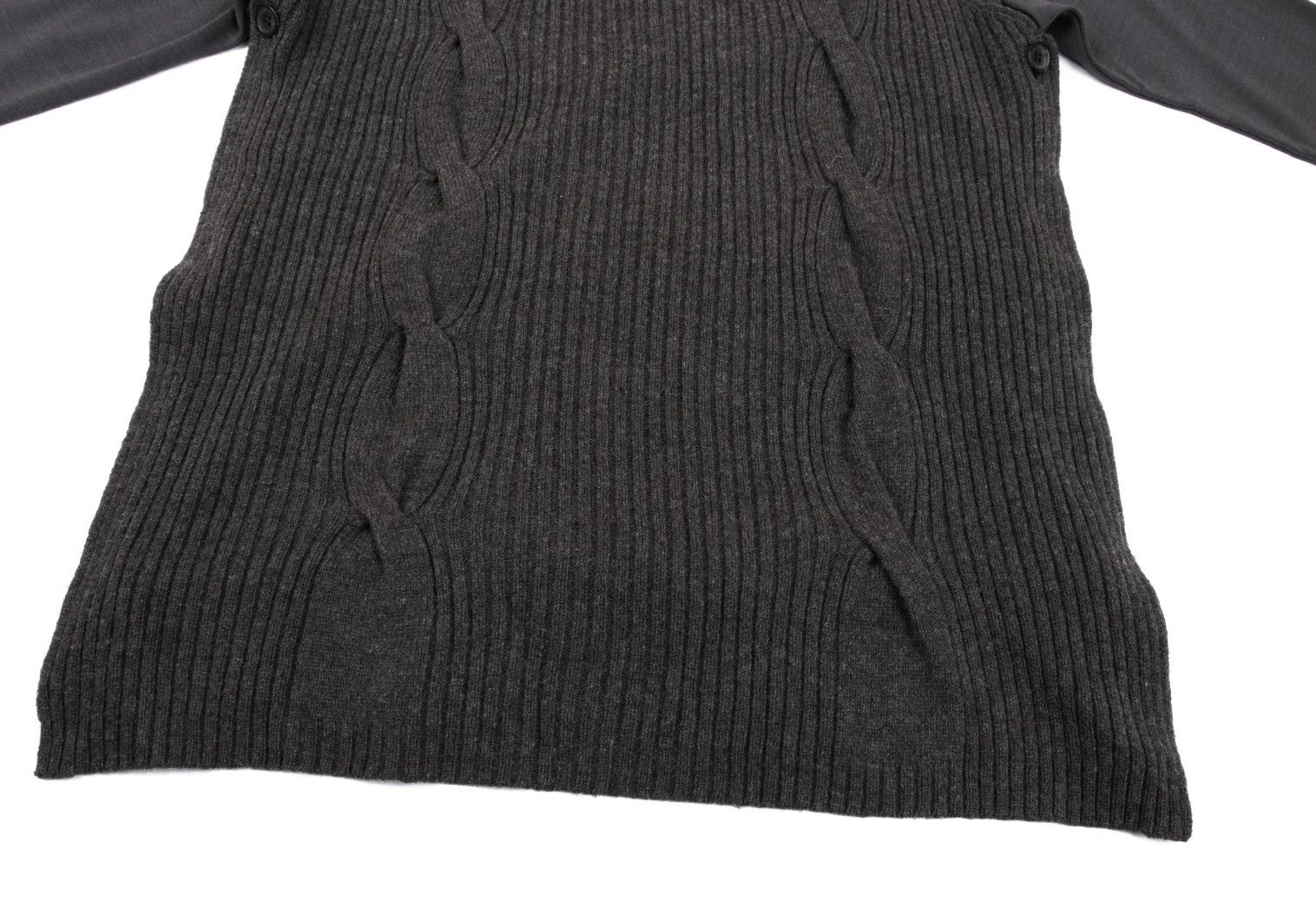 Yohji Yamamoto Yohji Yamamoto Cable Knit Wool Top Mocha M Size US M / EU 48-50 / 2 - 7 Thumbnail