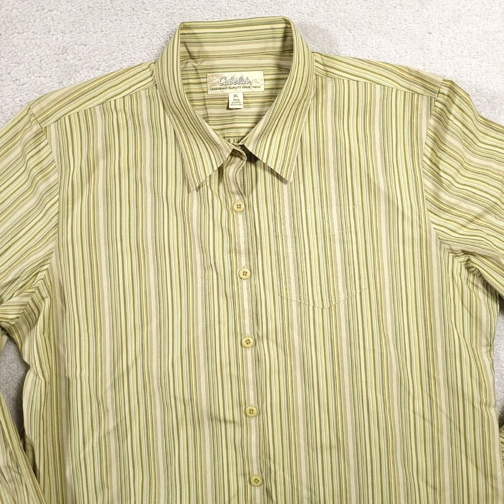 Vintage Cabela's Shirt Women's XL Reg Green Stripe Pocket Long Sleeve Button Front Size XL / US 12-14 / IT 48-50 - 3 Thumbnail