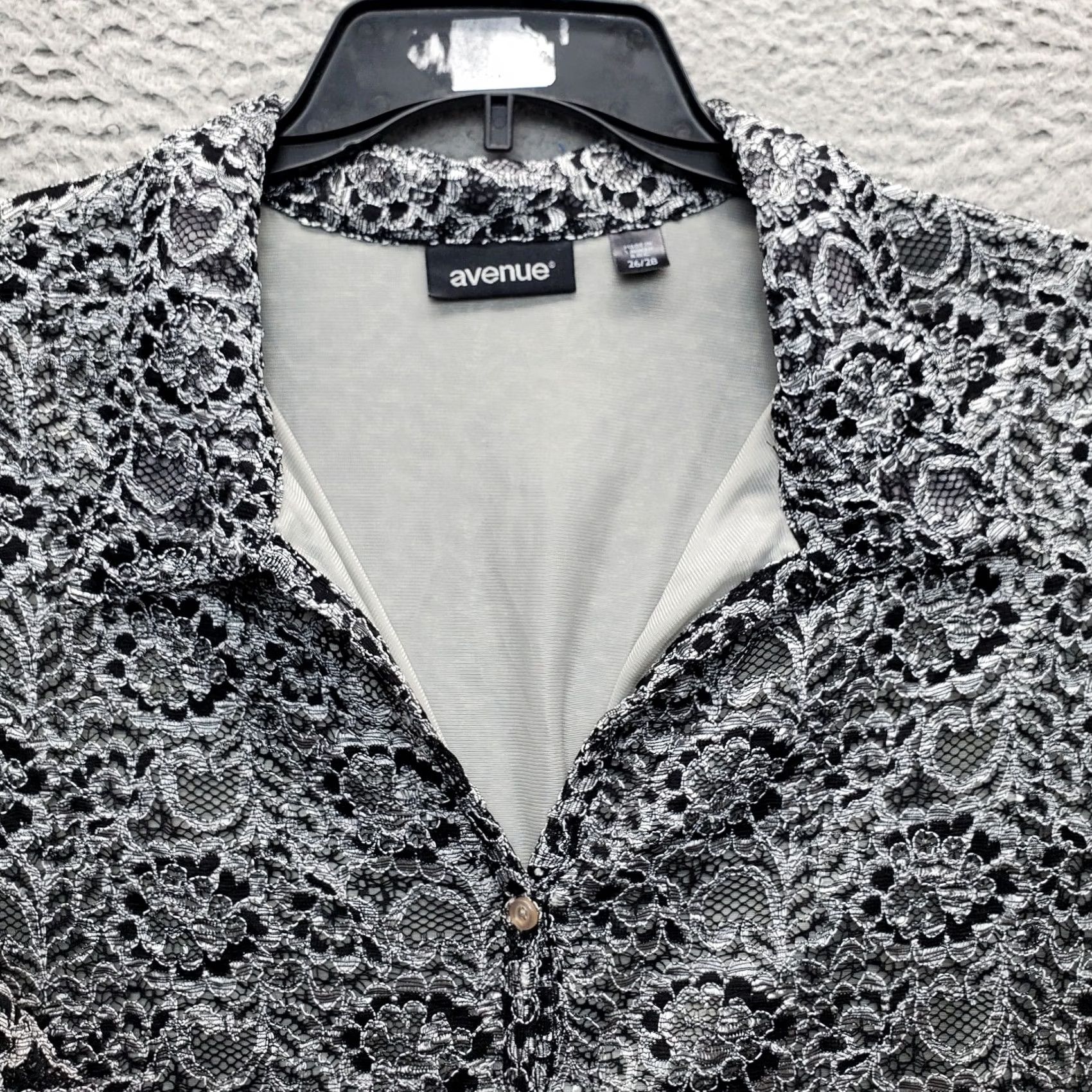 Avenue Avenue Shirt Womens 26/28 Multi Lace Floral Rayon Lined 3/4 Sleeve Button-Up Size 4XL / US 24-26 - 5 Thumbnail