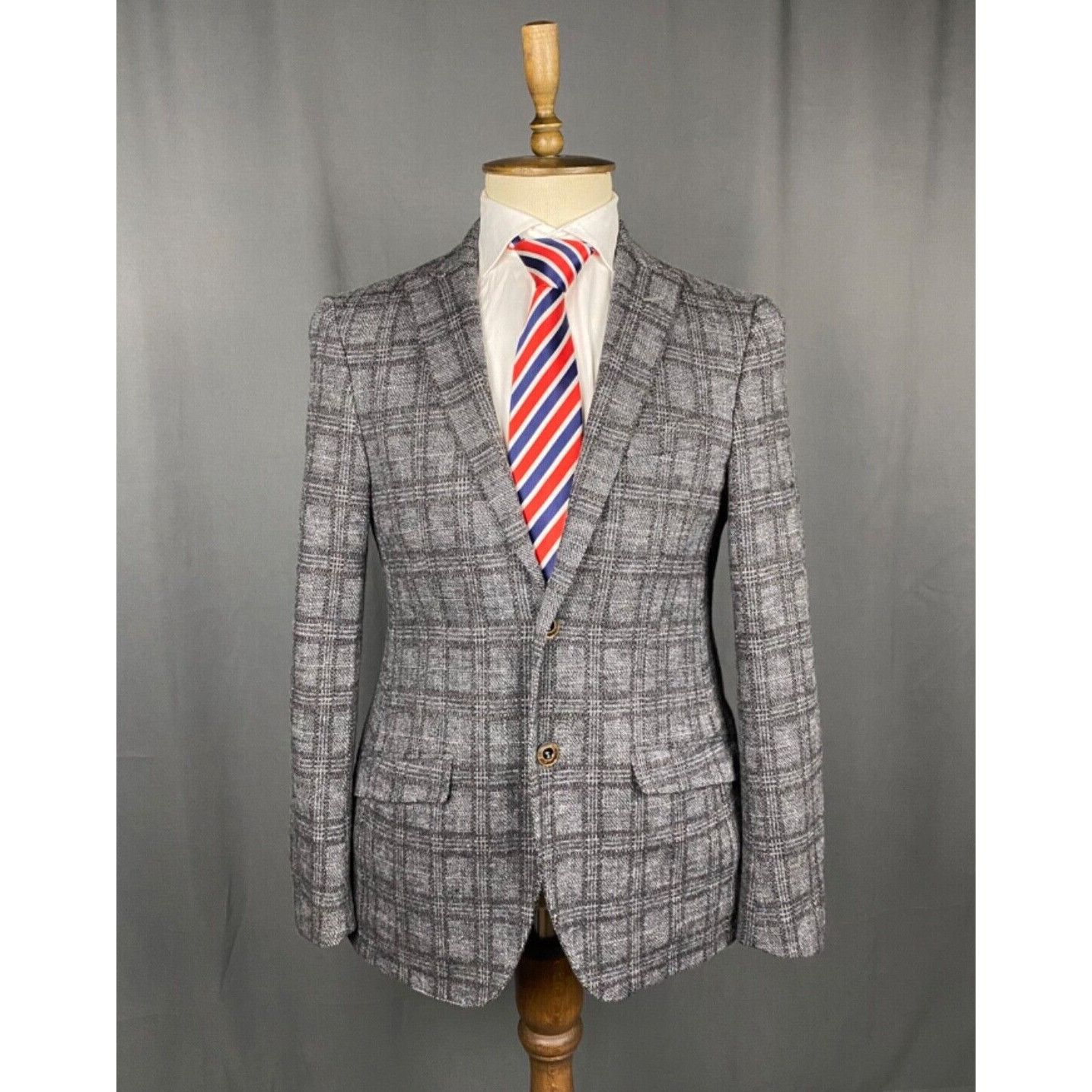 ETRO Men's Gray Wool Checked Blazer Sportcoat Jacket Size 48