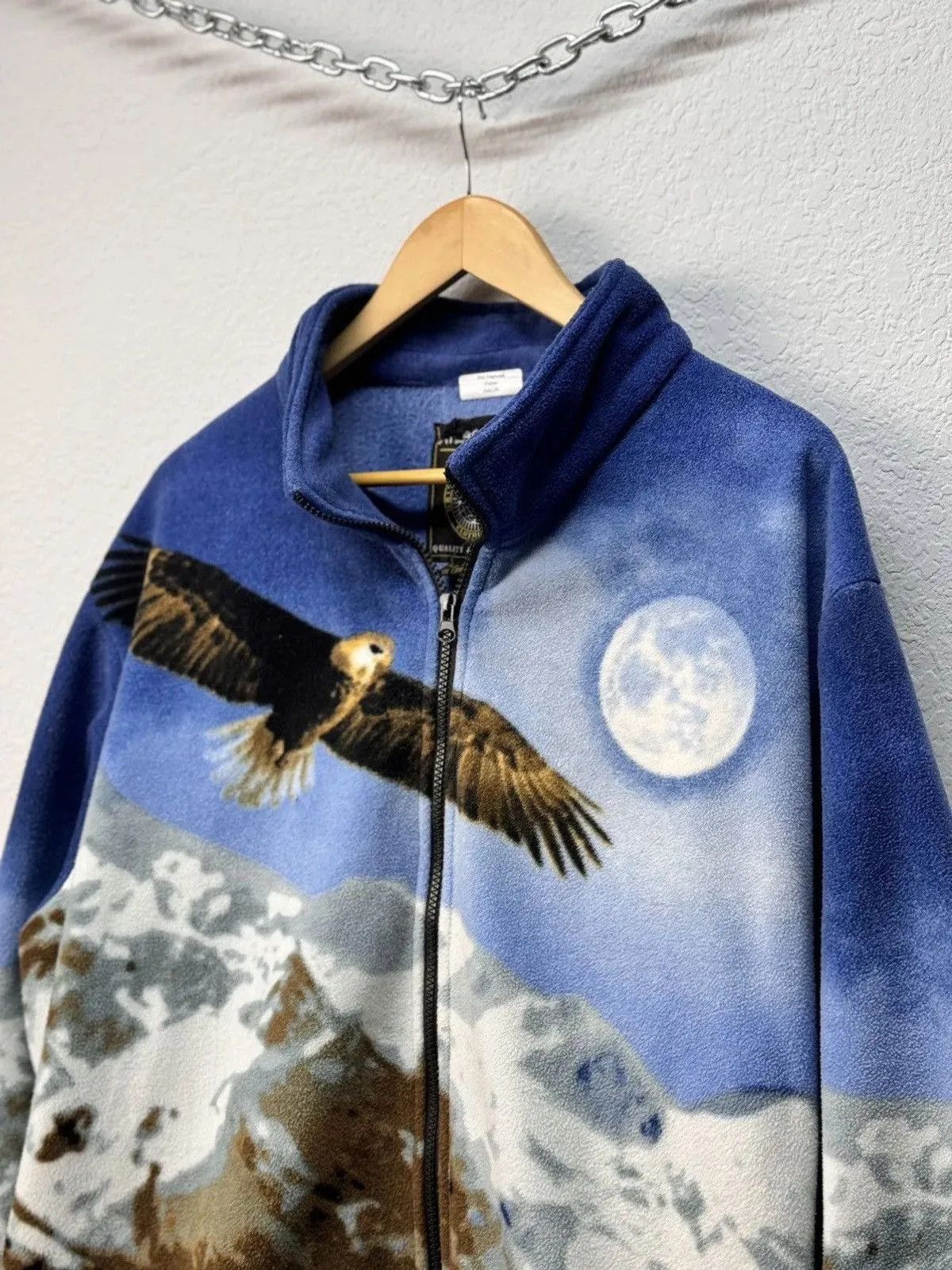 If Six Was Nine Vintage Black Fullprint Wolf Zip Animals Fleece Jacket Size US XL / EU 56 / 4 - 4 Thumbnail