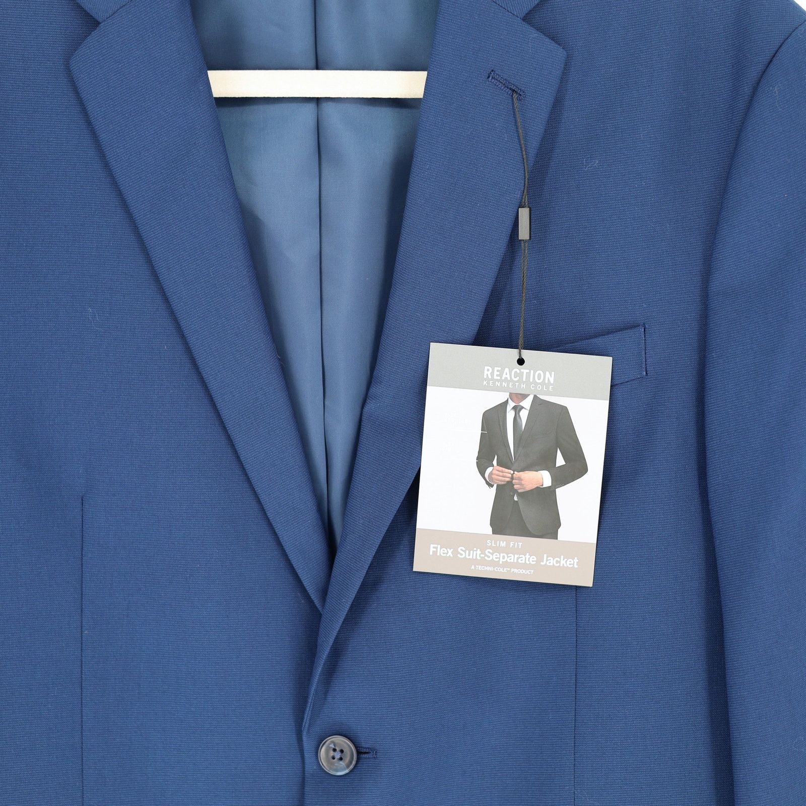 Kenneth Cole Kenneth Cole Reaction Men's Blue Classic Slim Blazer 42R Size 42R - 4 Thumbnail