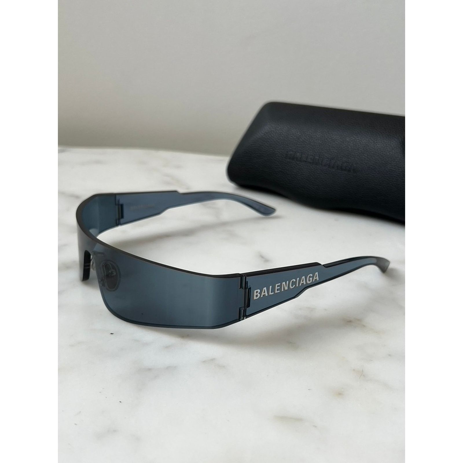 Balenciaga NEW Balenciaga BB0041S Blue Mirror Shield Sunglasses $575 Size ONE SIZE - 6 Thumbnail