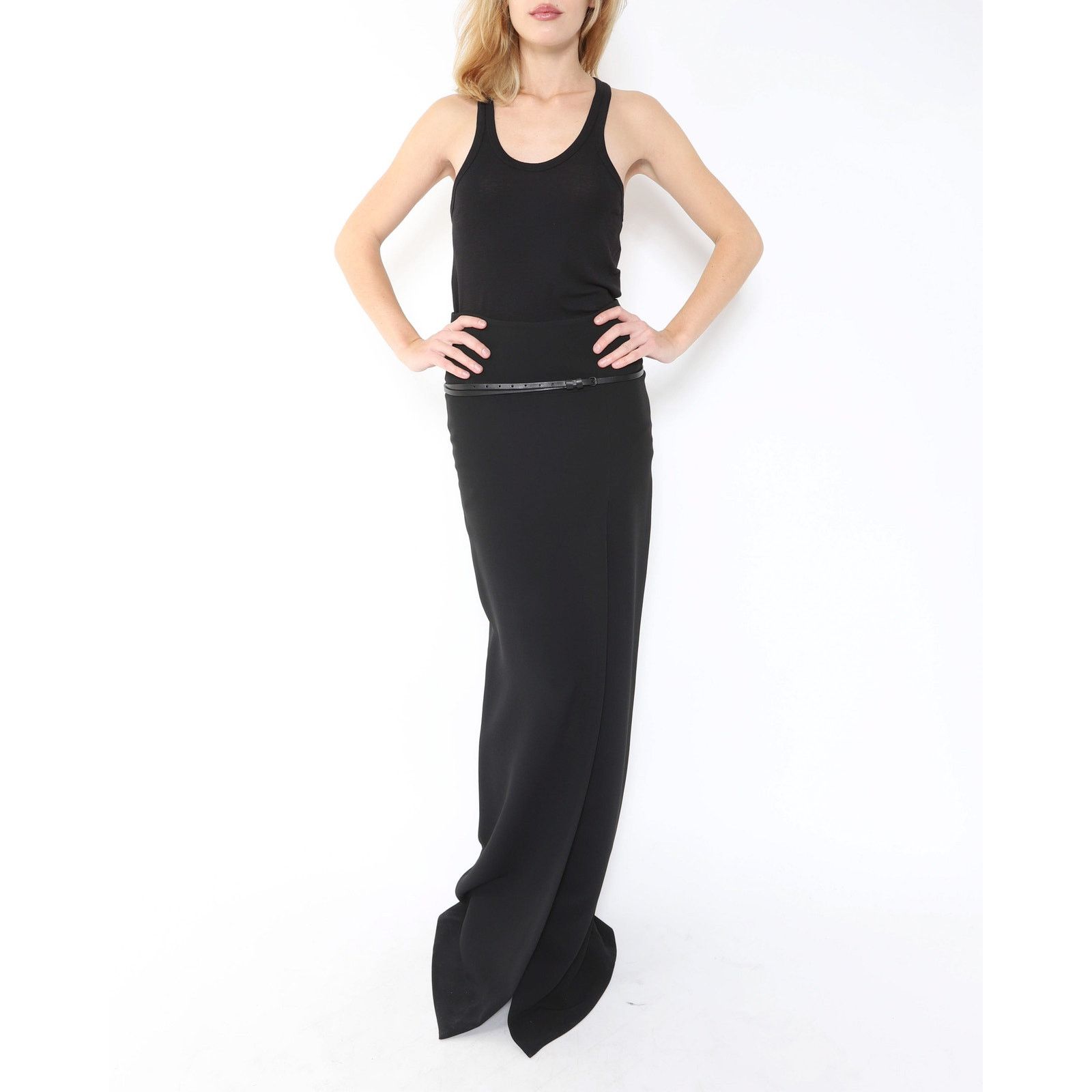 Haider Ackermann FW16 Maxi Dress with Slit in Black Viscose Size XS / US 0-2 / IT 36-38 - 5 Thumbnail