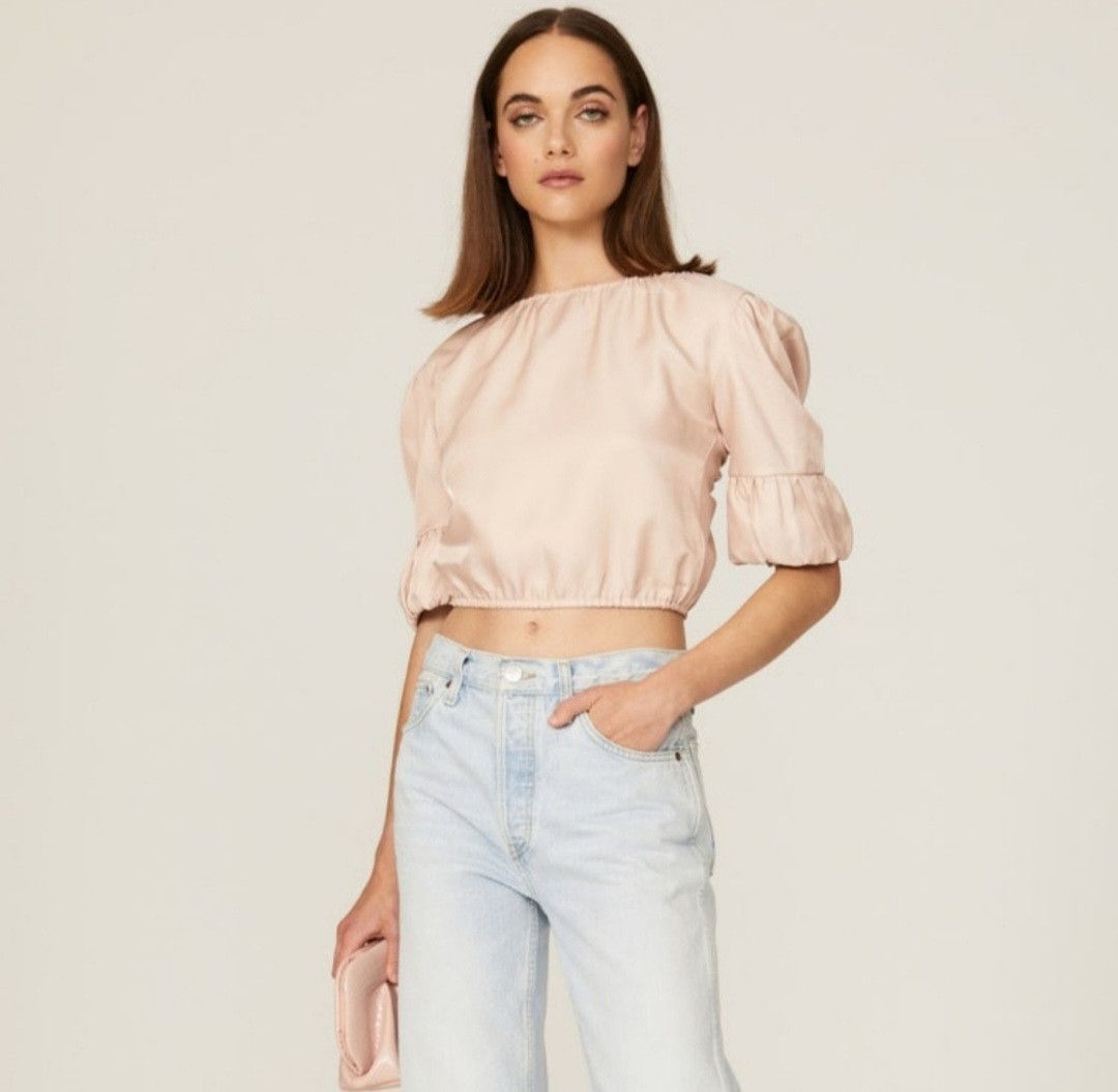 Other LOVE, WHIT BY WHITNEY PORT Pink Open Back Cropped Blouse Size S / US 4 / IT 40 - 2 Thumbnail