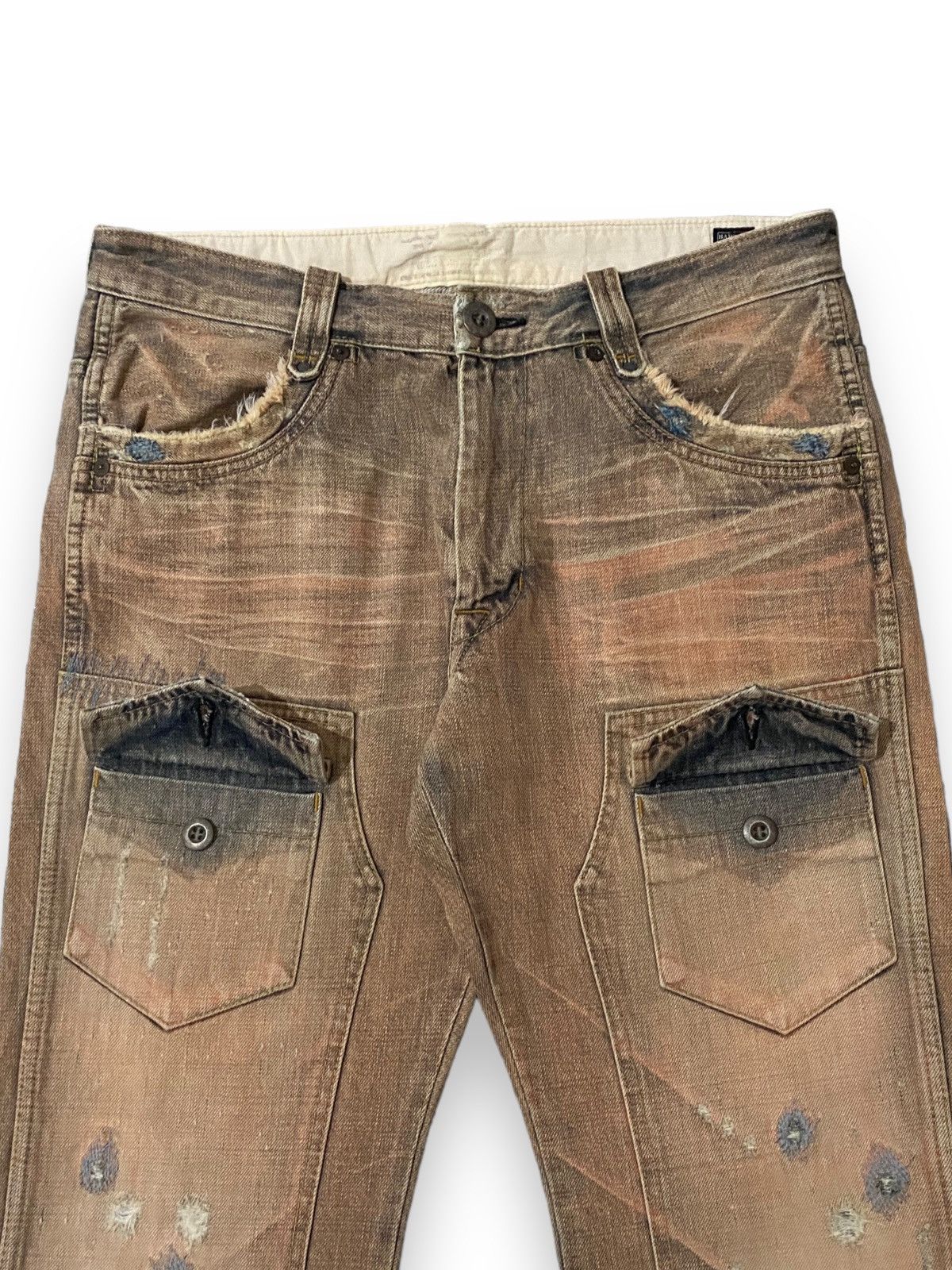 Japanese Brand Japan Bartack Damaged Ripped Bullet Distressed Denim Size US 33 - 4 Thumbnail