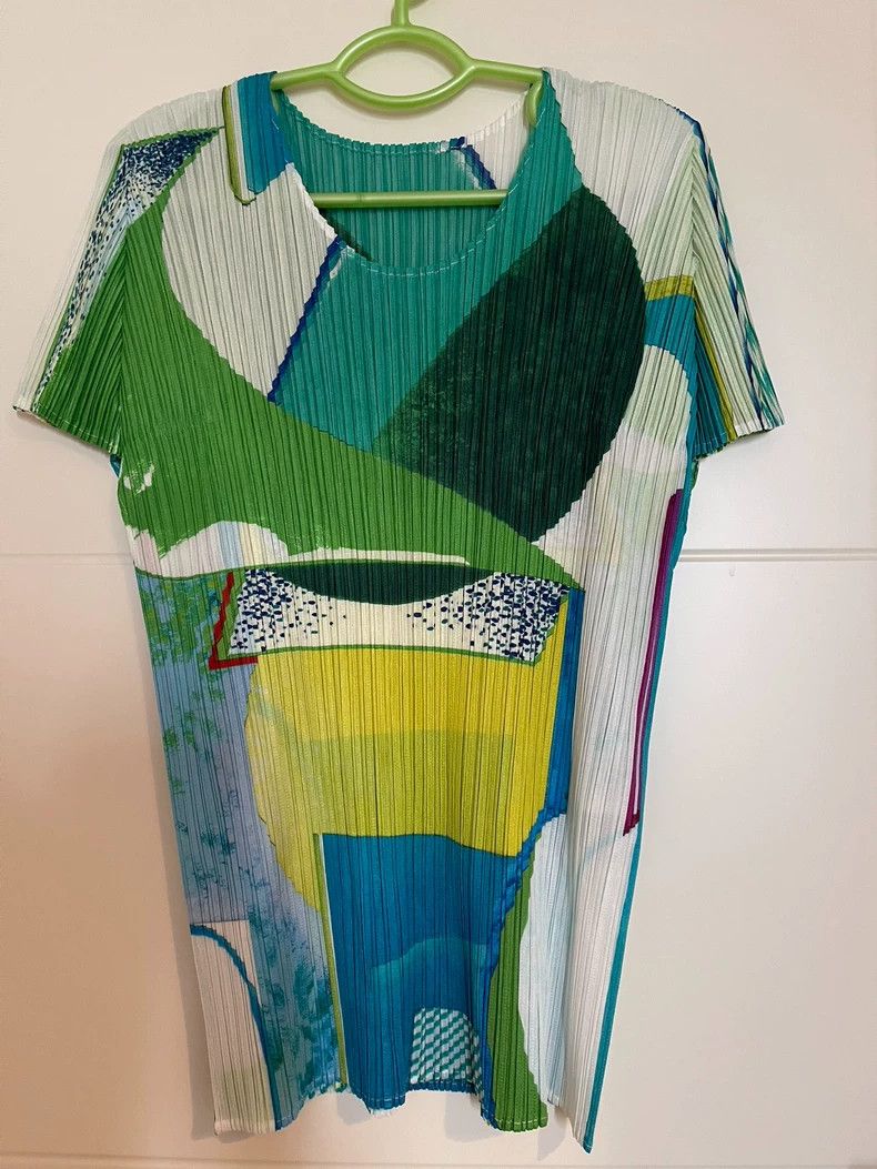 Issey Miyake Issey Miyake size:4 Green and yellow color-blocked top wit Size XS / US 0-2 / IT 36-38 - 2 Thumbnail