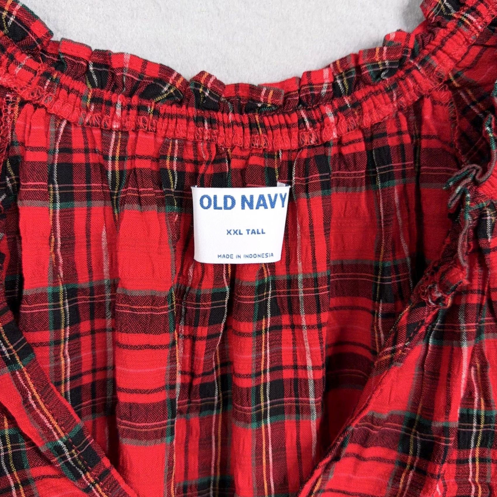 Old Navy Old Navy Blouse Womens XXL Tall Red Plaid V Neck Raglan Long Sleeve Tunic Top Size XXL / US 16-18 / IT 52-54 - 3 Thumbnail