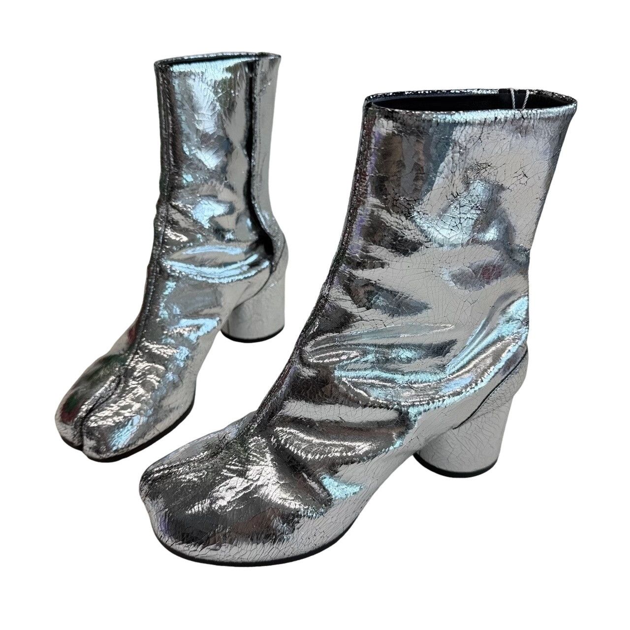 Maison Margiela Maison Margiela Silver Cracked Tabi Boots Size 36 Size US 6 / IT 36 - 1 Thumbnail