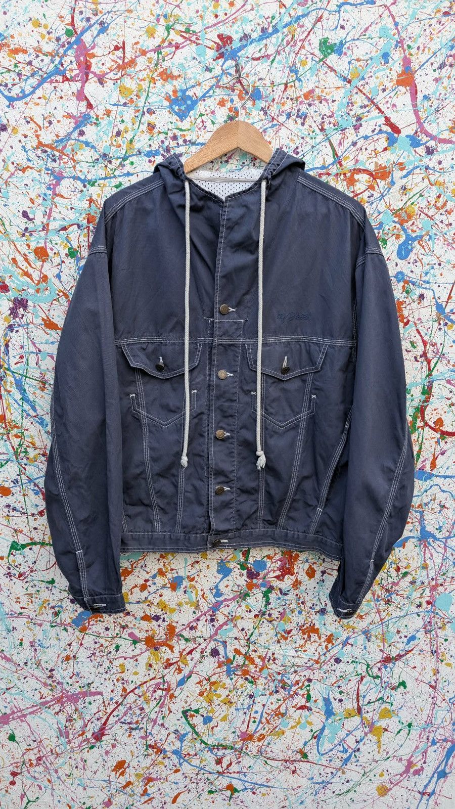 Diesel Vintage diesel jacket hoody windbreaker 90s zip up navy blue Size US L / EU 52-54 / 3 - 1 Thumbnail