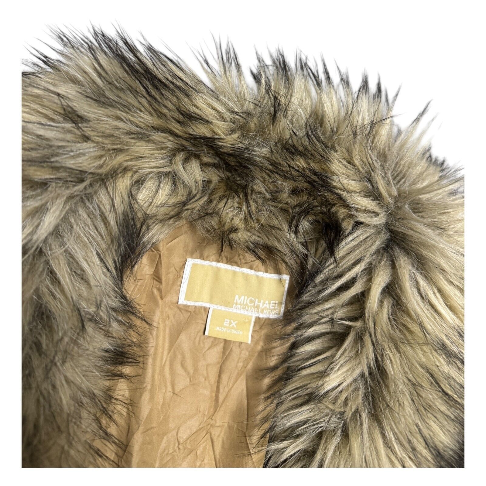Michael Kors MICHAEL KORS Faux Fur CRINKLED Winter Parka Long Coat 2X Size XXL / US 16-18 / IT 52-54 - 2 Thumbnail