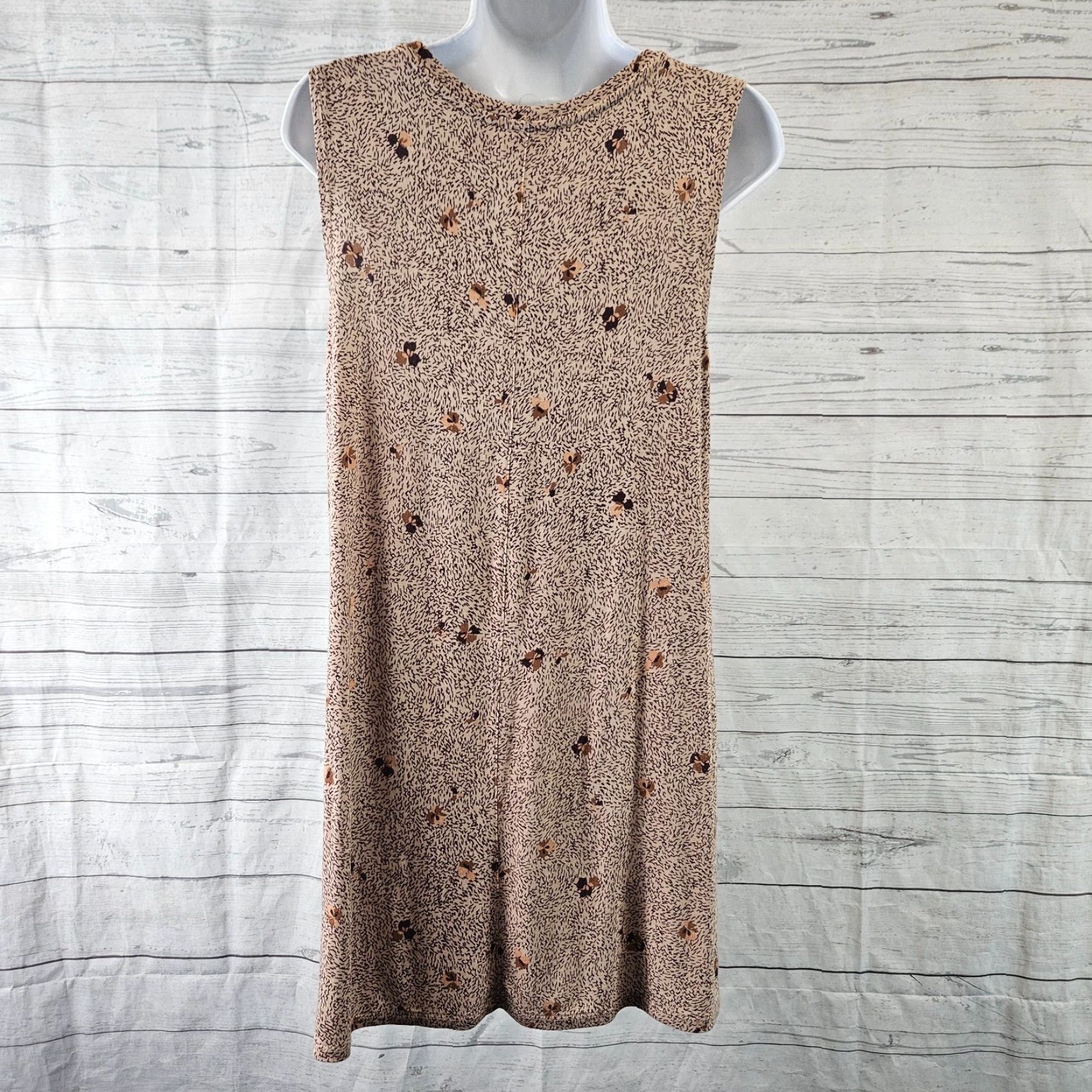 Vintage LOGO Layers Womens Printed Tank Top Sz Medium Beige Brown Rayon Blend Size M / US 6-8 / IT 42-44 - 4 Thumbnail