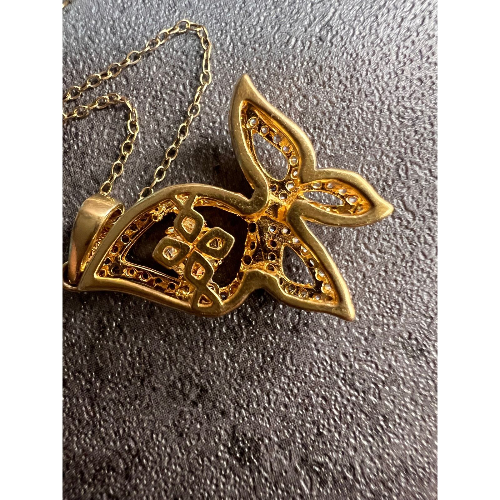 Other Butterfly CZ pendant in YG over 925 with 18 inch chain Size ONE SIZE - 9 Thumbnail