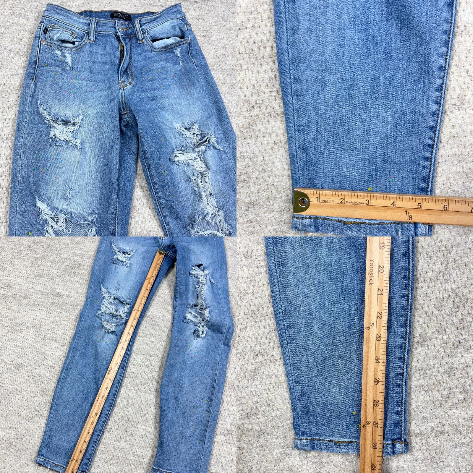Vintage Judy Blue Jeans Women 3 Boyfriend Mid Wash Blue Distressed Pockets 5-Pocket Regular Size 26 in Waist 28 in Inseam Jeans Mens? Wait. Size 26" / US 2 / IT 38 - 8 Thumbnail