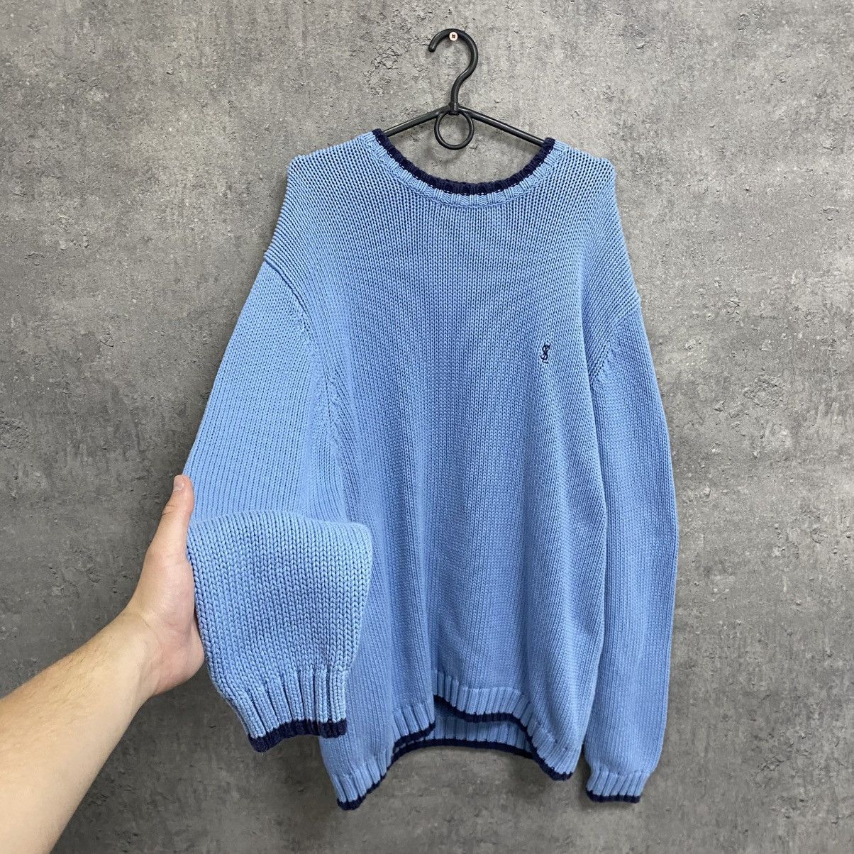 Yves Saint Laurent Blue YSL Sweater Knit Yves Saint Laurent Sweater Sweatshirt Size US XL / EU 56 / 4 - 2 Thumbnail