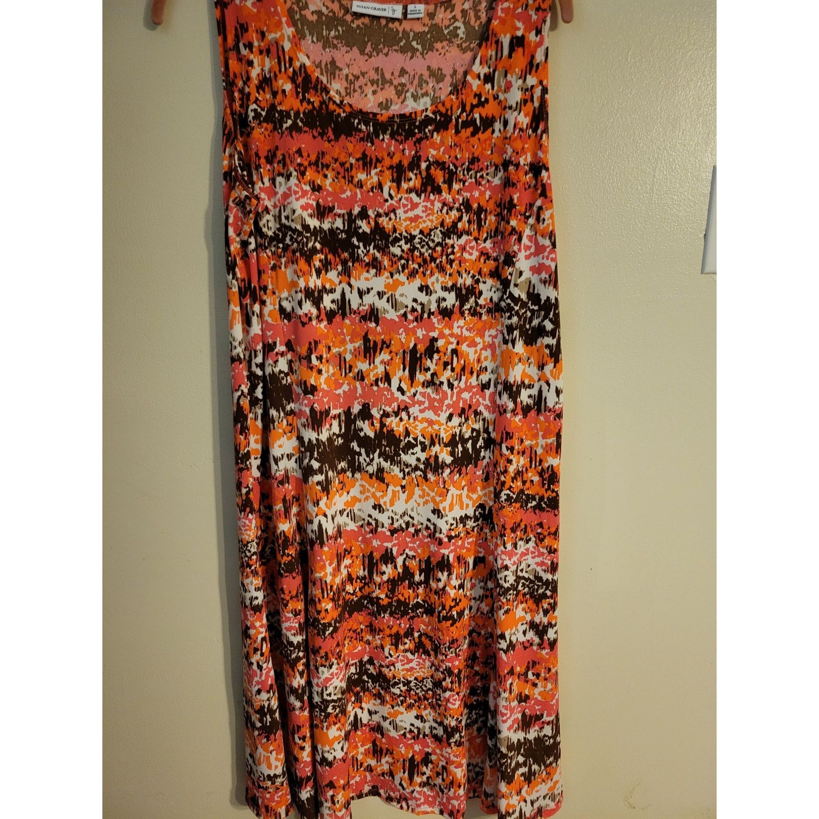 Other Susan Graver Peach Flowered Dress L Size L / US 10 / IT 46 - 4 Thumbnail