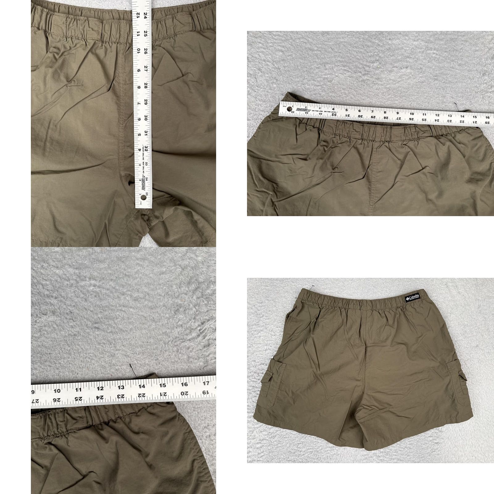 Vintage Columbia Shorts Womens Large Green Hiking 6 Inseam Elastic Waist Cargo Pockets Size 36" / US 14 / IT 50 - 8 Thumbnail