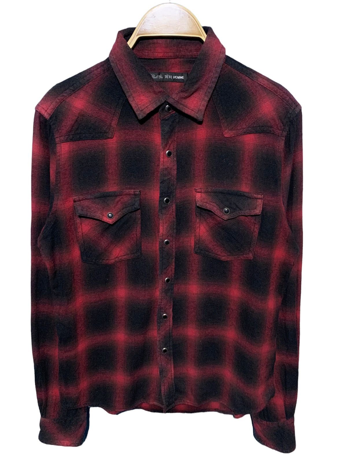 Issey Miyake × Tete Homme × Vintage TETE homme by issey miyake shadow plaid flannel shirt Size US S / EU 44-46 / 1 - 2 Thumbnail