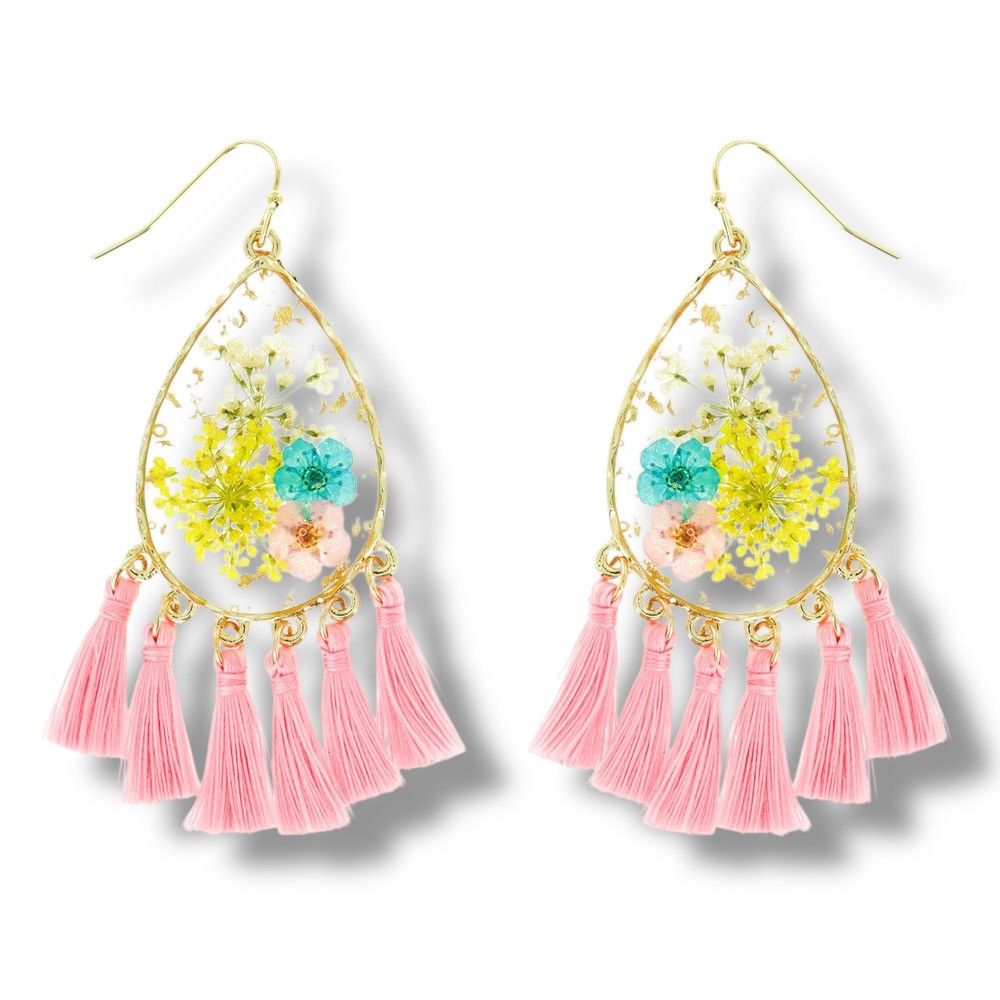 Other Teardrop resin dried flower tassel earrings Size ONE SIZE - 2 Thumbnail