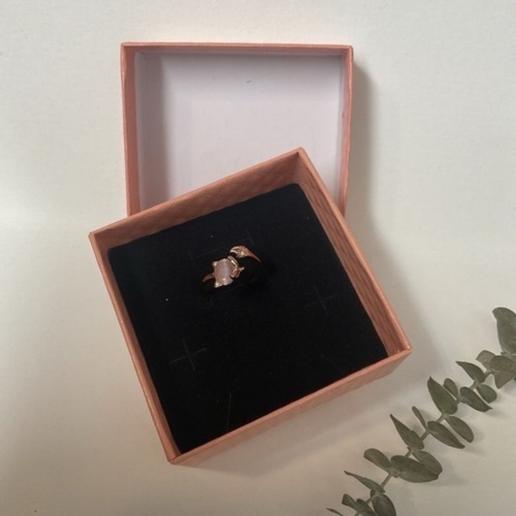 The Unbranded Brand NWOB Open Ring Pink Opal Simulated Kitty Cat Adjustable Ring Size ONE SIZE - 11 Thumbnail