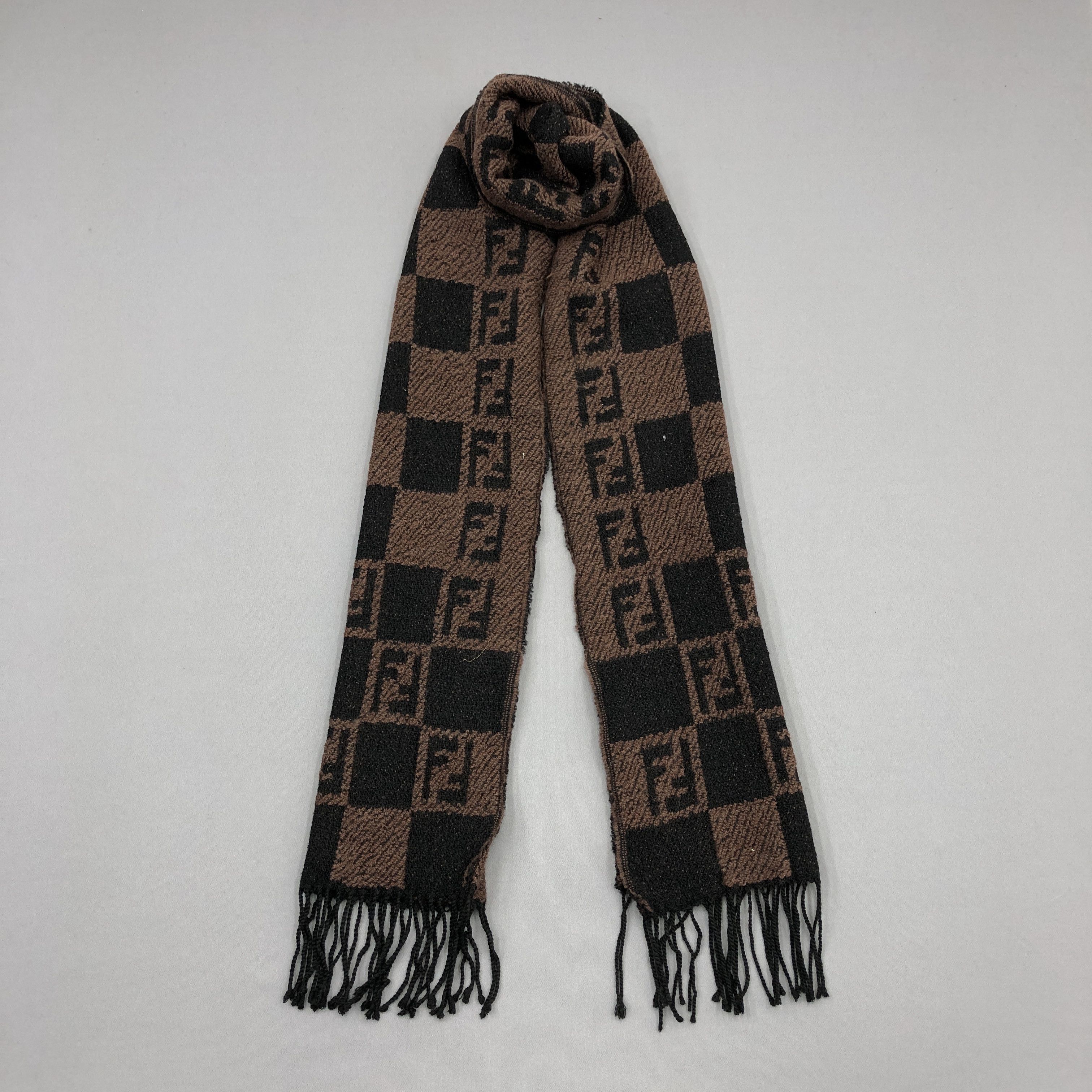Fendi × Vintage Vintage Fendi Scarf Muffler FF Monogram Roma Wool Scarves Size ONE SIZE - 1 Thumbnail