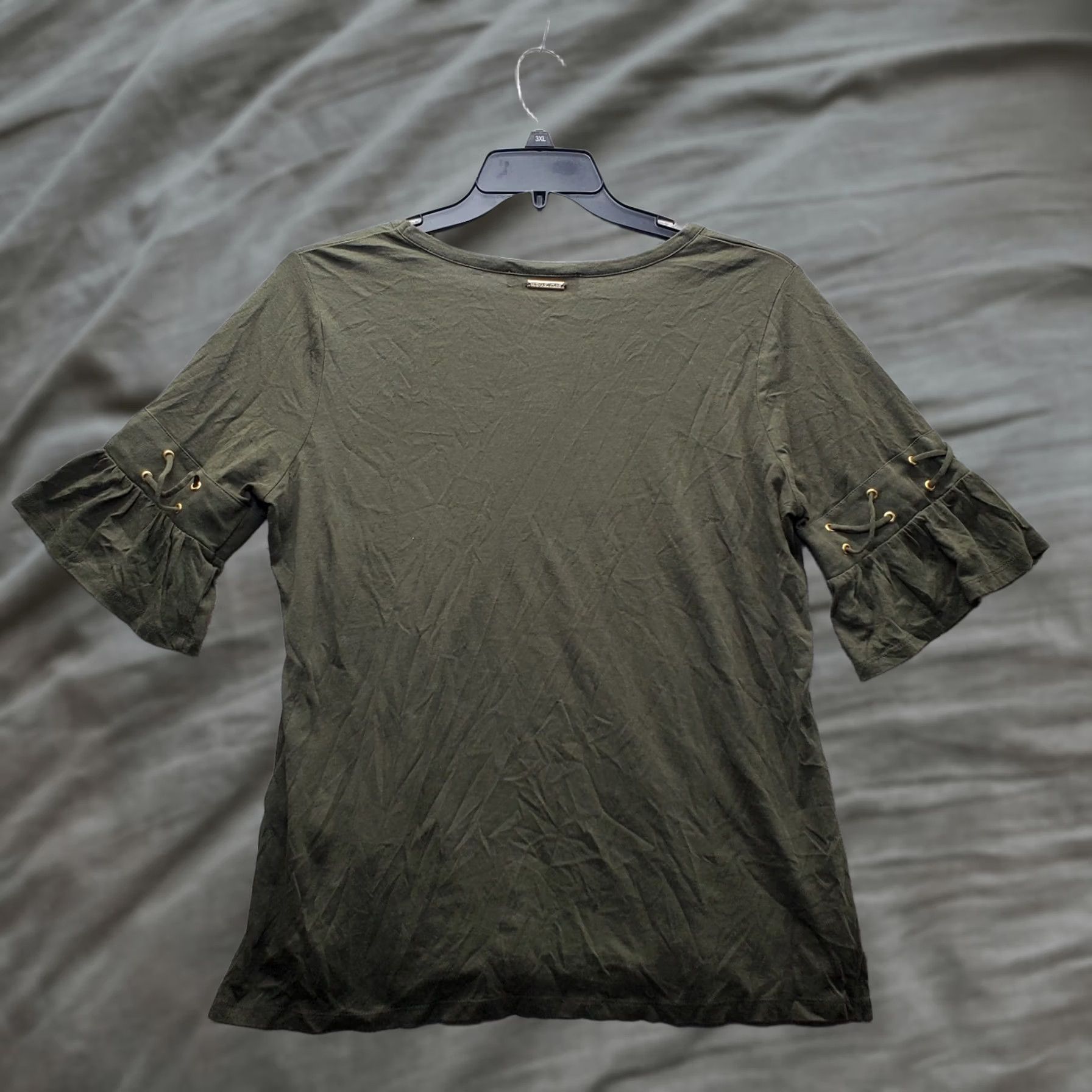 Michael Kors Michael Kors Blouse Womens L Green Round Neck Pullover Slit Sleeve Tee Top Size L / US 10 / IT 46 - 1 Thumbnail