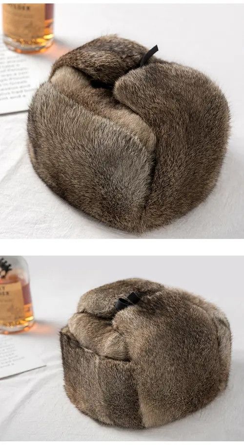 VIBE Unisex Genuine Sheepskin Real Rabbit Fur Hats Size ONE SIZE - 3 Thumbnail