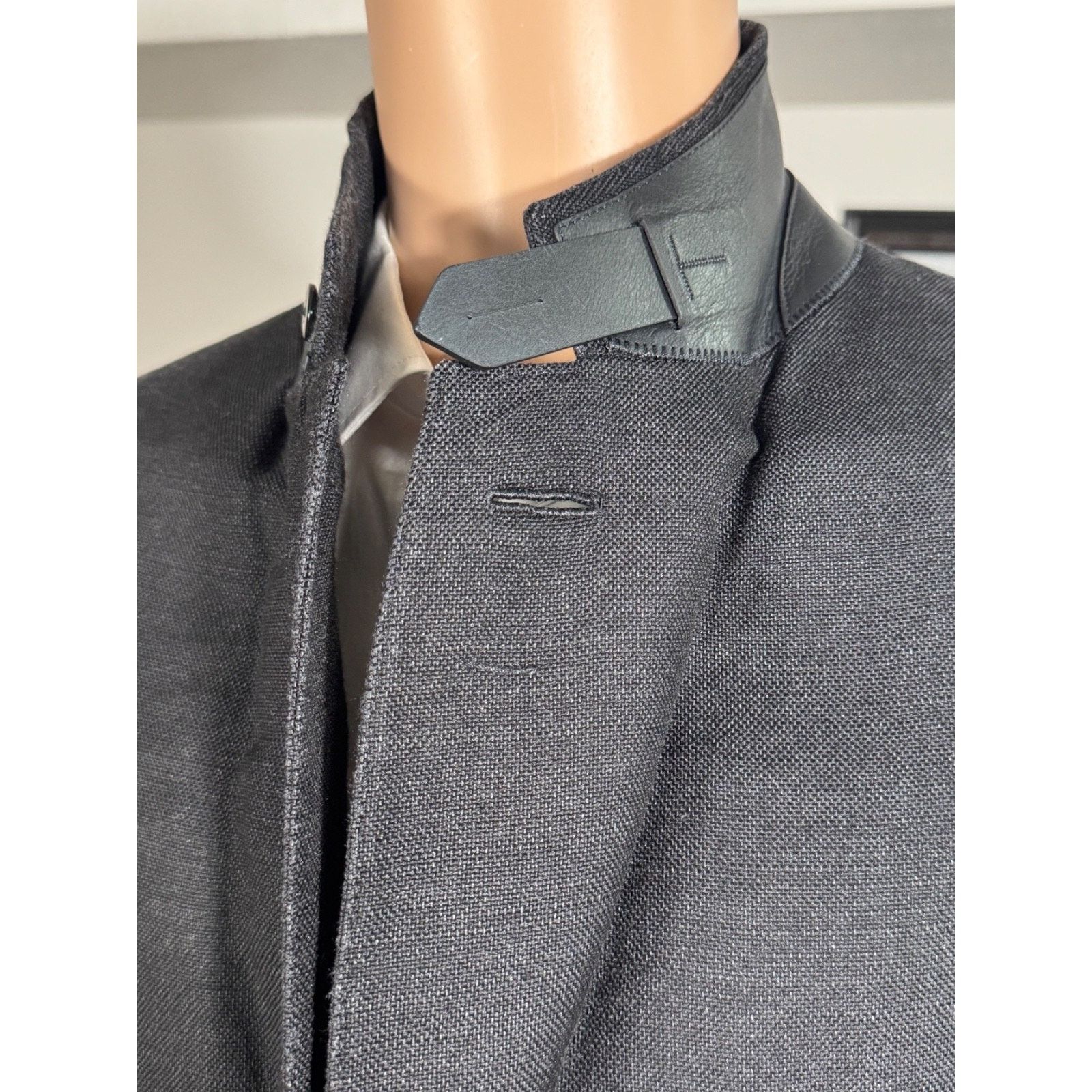 Tom Ford Tom Ford Atticus Silk Leather Black Blazer Storm Collar 44R Size 44R - 9 Thumbnail