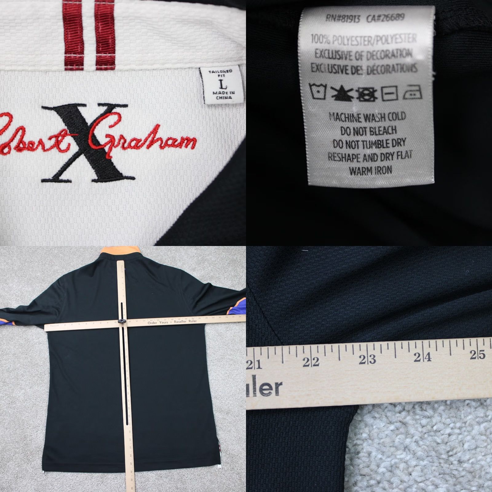 Robert Graham Robert Graham Polo Shirt Mens Large Black/Purple Long Sleeve Size US L / EU 52-54 / 3 - 8 Thumbnail