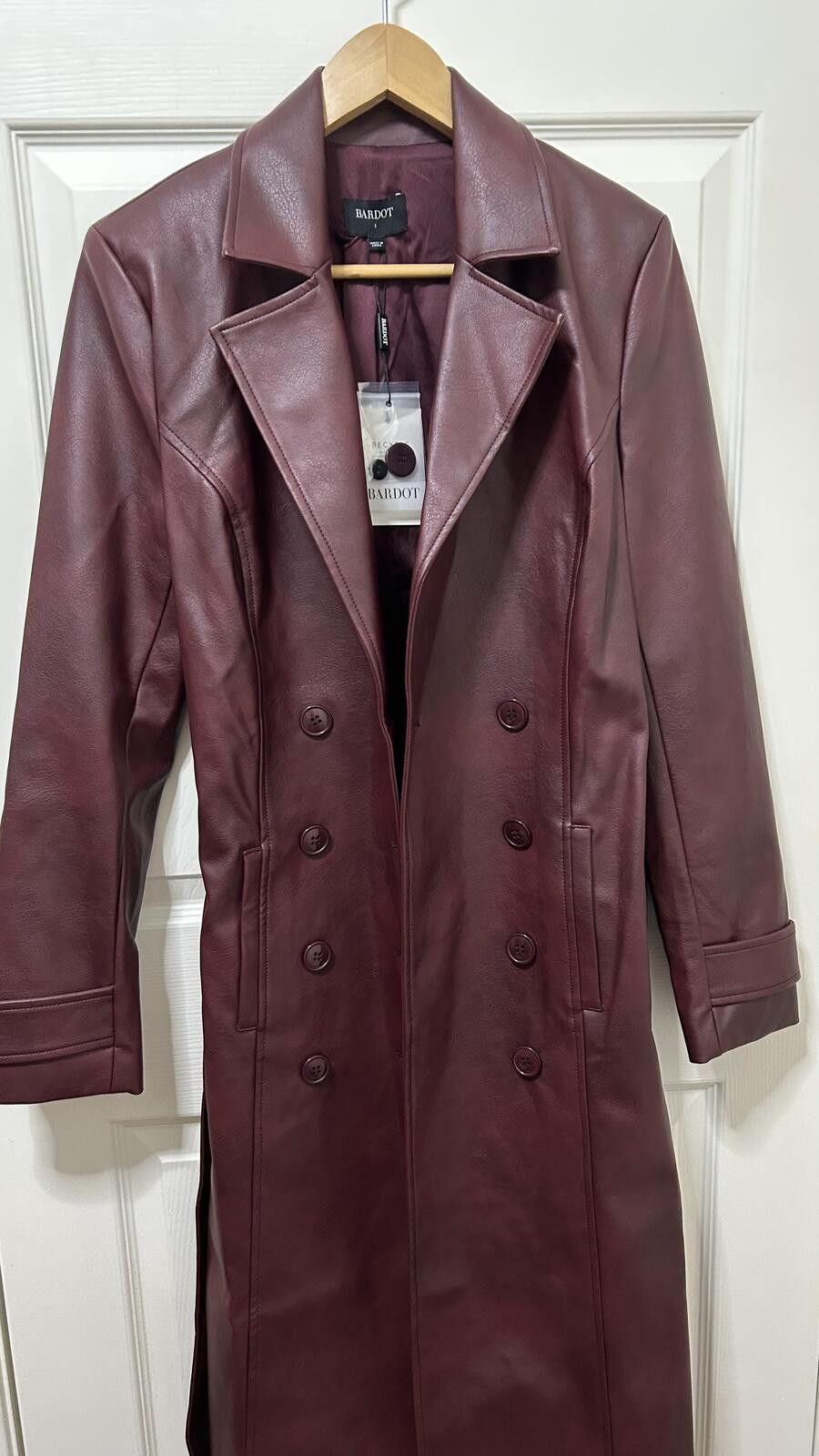 Bardo NWT Bardot Faux Leather Trench Coat Revolve Burgundy Size S / US 4 / IT 40 - 3 Thumbnail