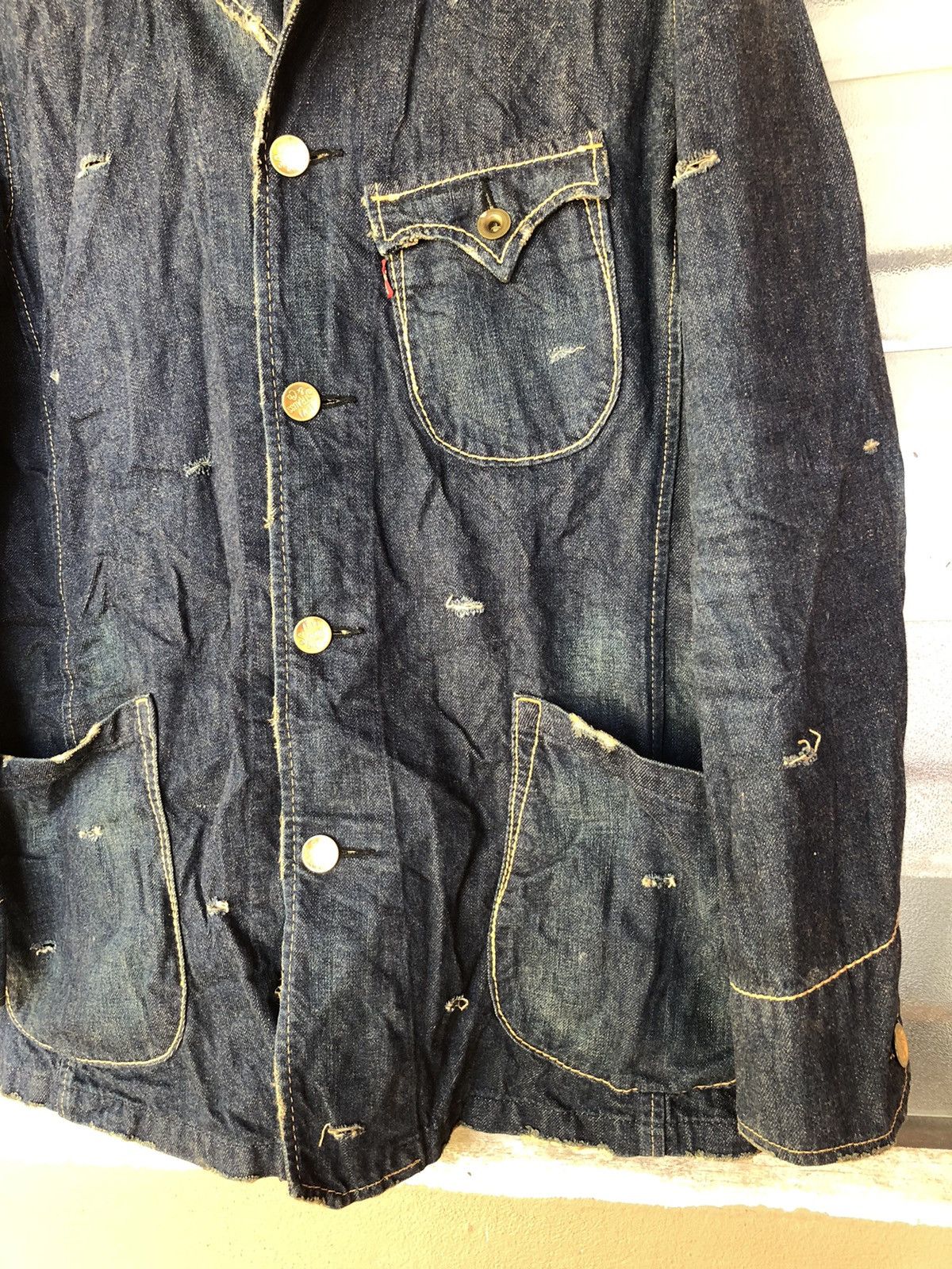 Levi's Vintage Levi’s Redloop Distressed Punk Style Denim Jacket Size US L / EU 52-54 / 3 - 3 Thumbnail