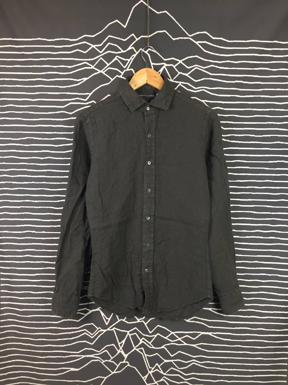 image of Archival Clothing x Ralph Lauren VTG Ralph Laurent 100% Linen Button Up Shirt in Dark Gray, Women's