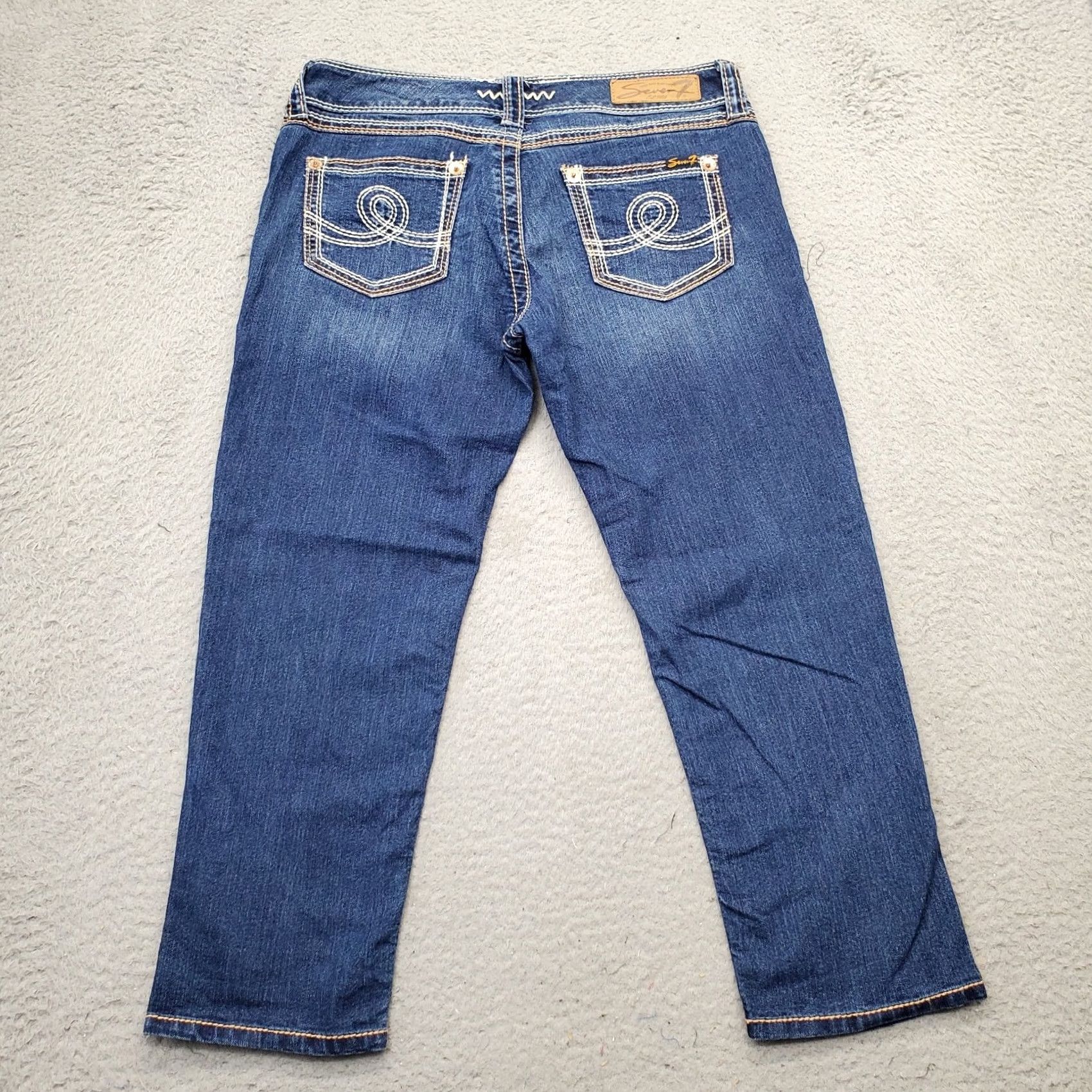 Vintage Seven7 Capri Jeans Women's 30 Navy Denim Pockets Straight Leg Jeans Size 30" / US 8 / IT 44 - 2 Thumbnail