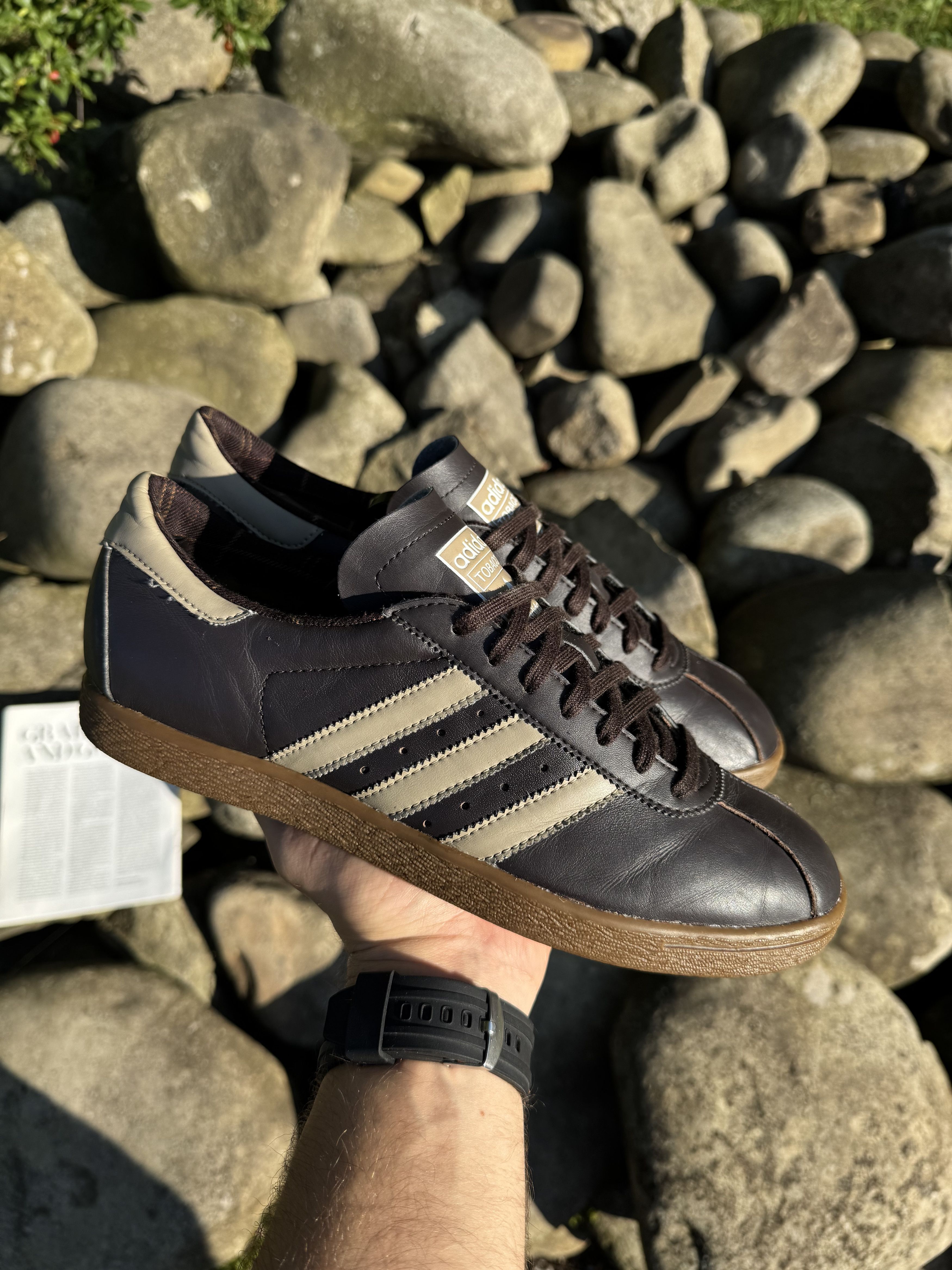 adidas tobacco leather Vintage Adidas Tobacco Leather Brown Low Top Sneakers Y2K