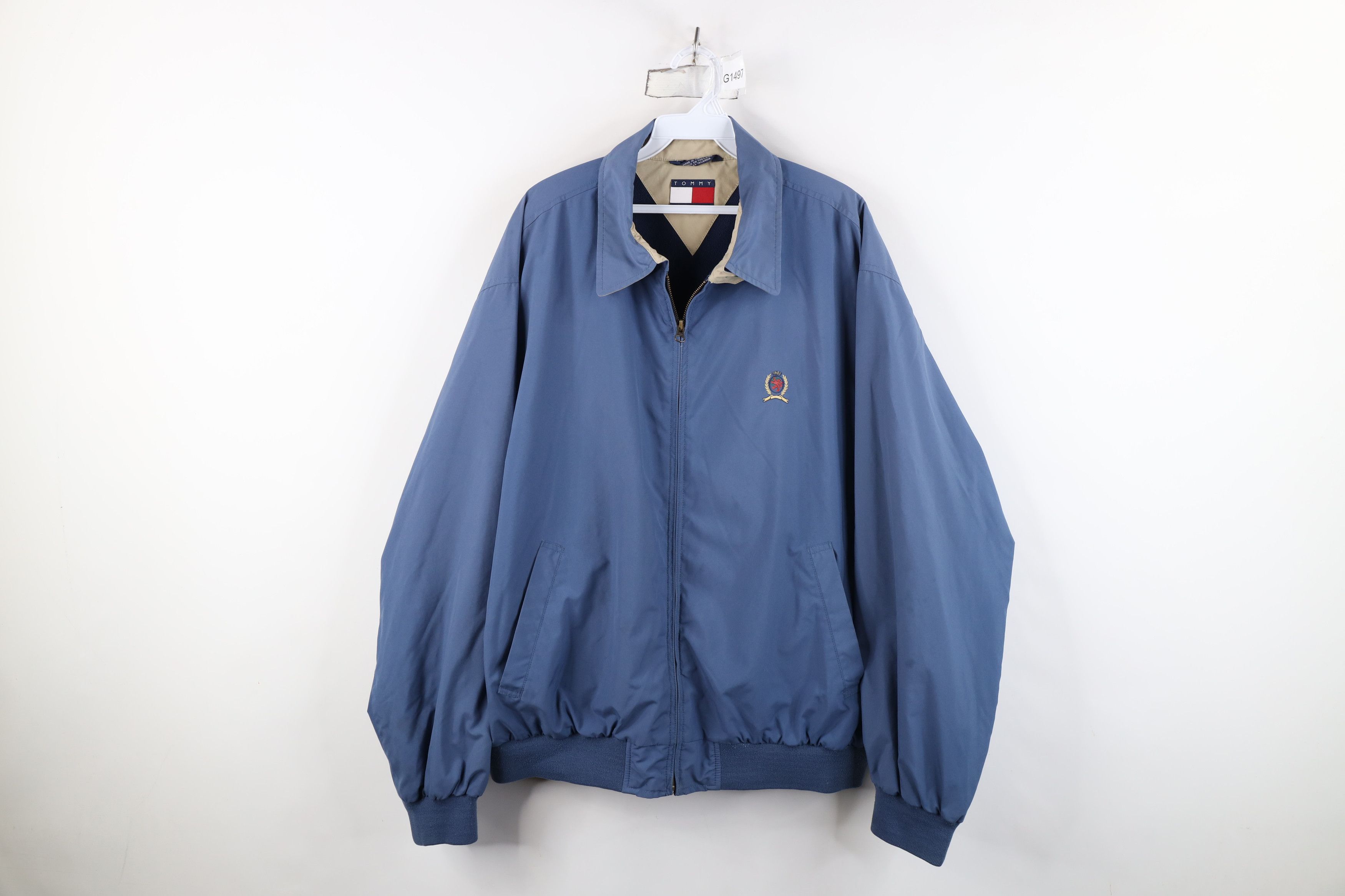 Tommy Hilfiger Vintage 90s Tommy Hilfiger Microfiber Bomber Jacket Blue Size US L / EU 52-54 / 3 - 1 Thumbnail