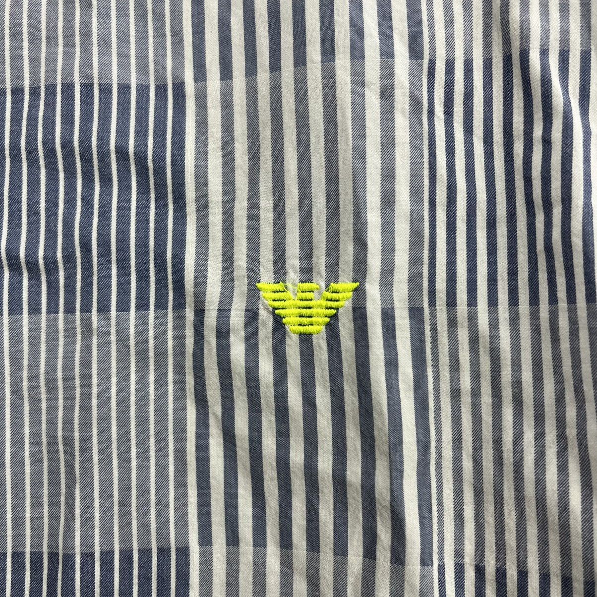 Emporio Armani Vintage Emporio Armani Striped Mandarin Collar Shirt Size US S / EU 44-46 / 1 - 6 Thumbnail