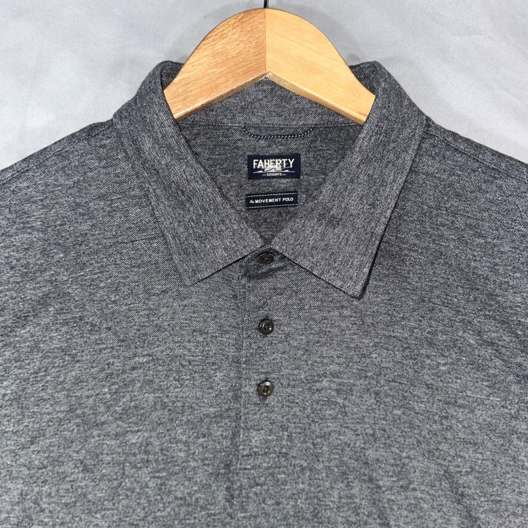 Faherty Faherty Reserve The Movement Polo XXL Heathered Gray Short Sleeve Jersey Knit Mens 2XL Casual/Regular Fit Polo Shirt with Logo Accent Size US XXL / EU 58 / 5 - 6 Thumbnail