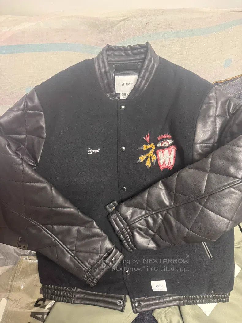 Wtaps Wtaps Wool blended leather sleeves baseball jacket Size US XL / EU 56 / 4 - 1 Thumbnail