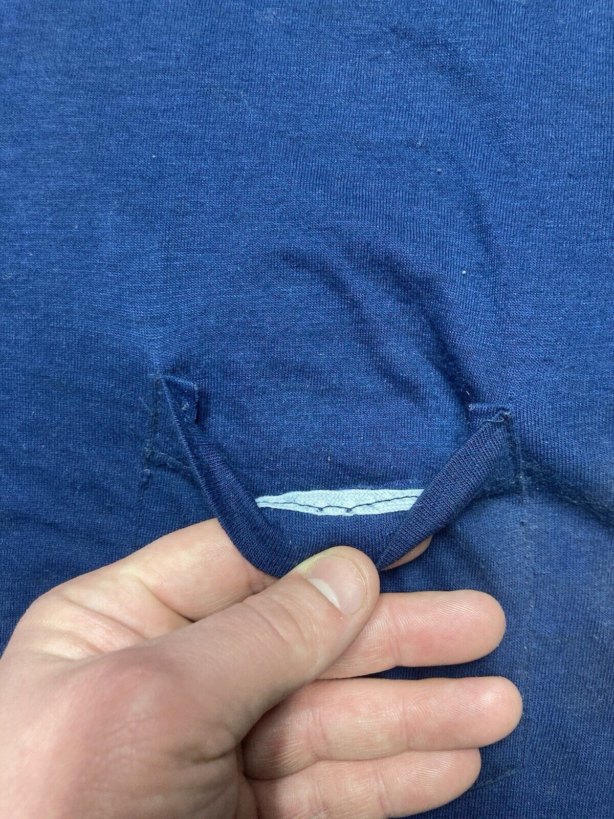 Vintage Vtg 70s pocket t shirt blank dark navy blue soft adult XL Size US XL / EU 56 / 4 - 4 Thumbnail