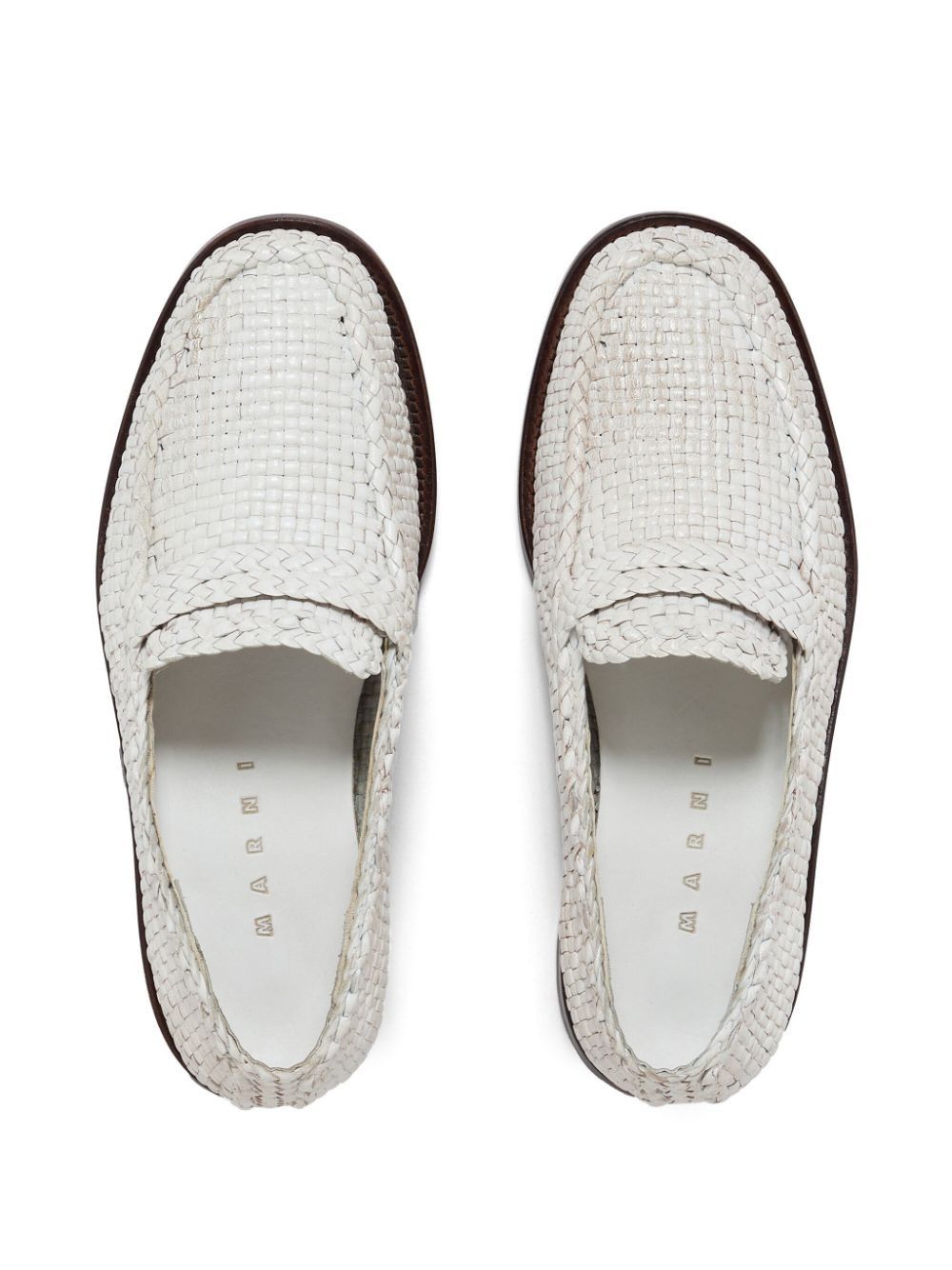 Marni oc11z0525 Interwoven Design Leather Loafer in White Size US 10 / IT 40 - 3 Thumbnail