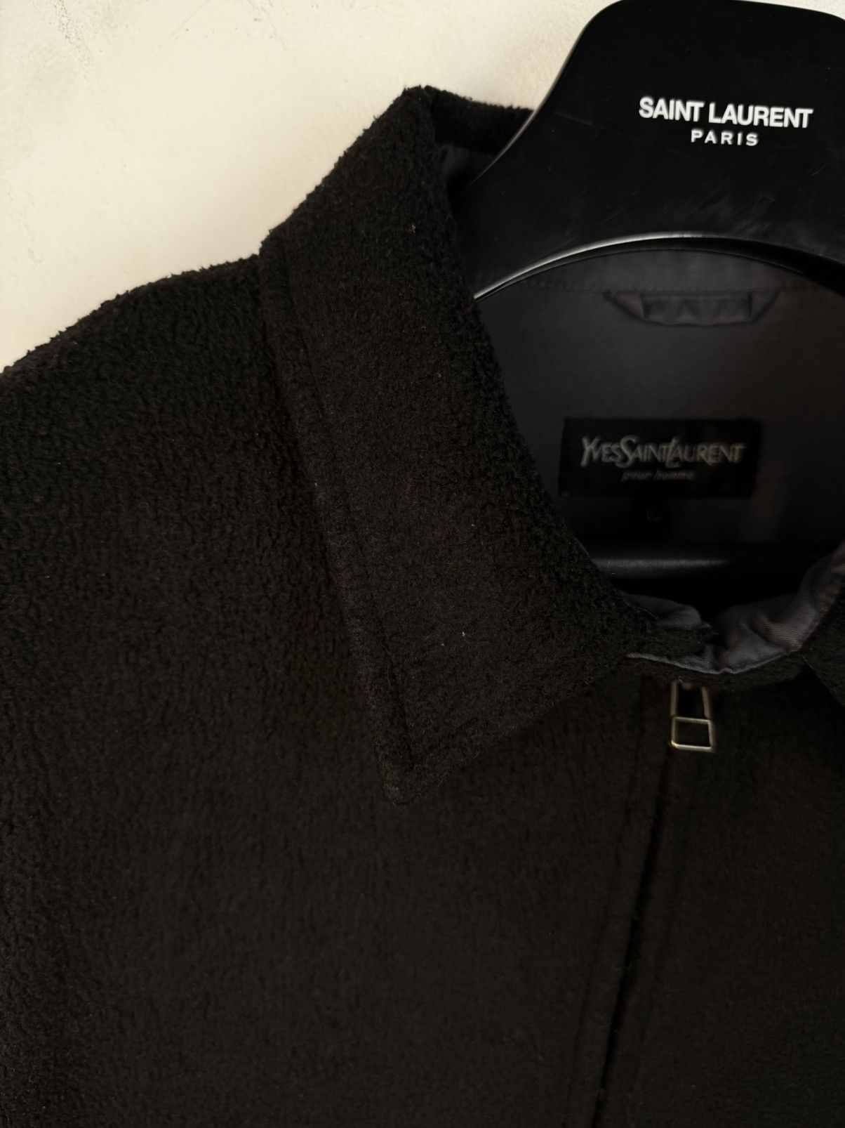 Yves Saint Laurent 90s Wool YSL Jacket Black Windbreaker Bomber Vintage Size US L / EU 52-54 / 3 - 11 Thumbnail