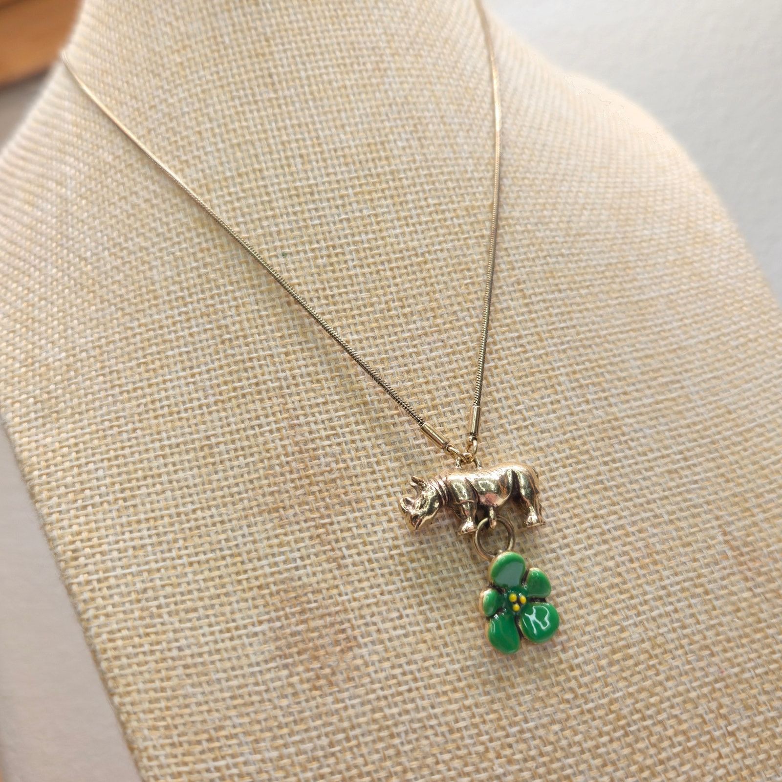 Vintage Vintage Pilgrim Danish Design Rhino Flower Charm Necklace Size ONE SIZE - 1 Thumbnail
