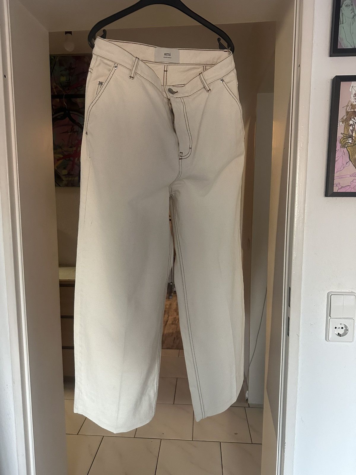 AMI Ami Paris raw canvas wide leg pants Size US 33 - 1 Thumbnail