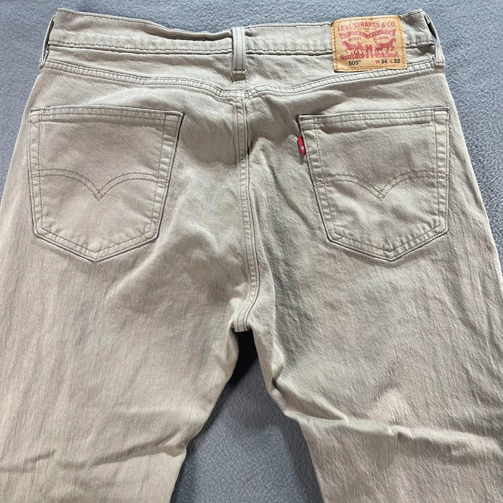Levi's Levi's 505 Jeans Mens 34x32 Beige Straight Fit Denim Pants Zip Fly Pockets Size US 34 / EU 50 - 4 Thumbnail